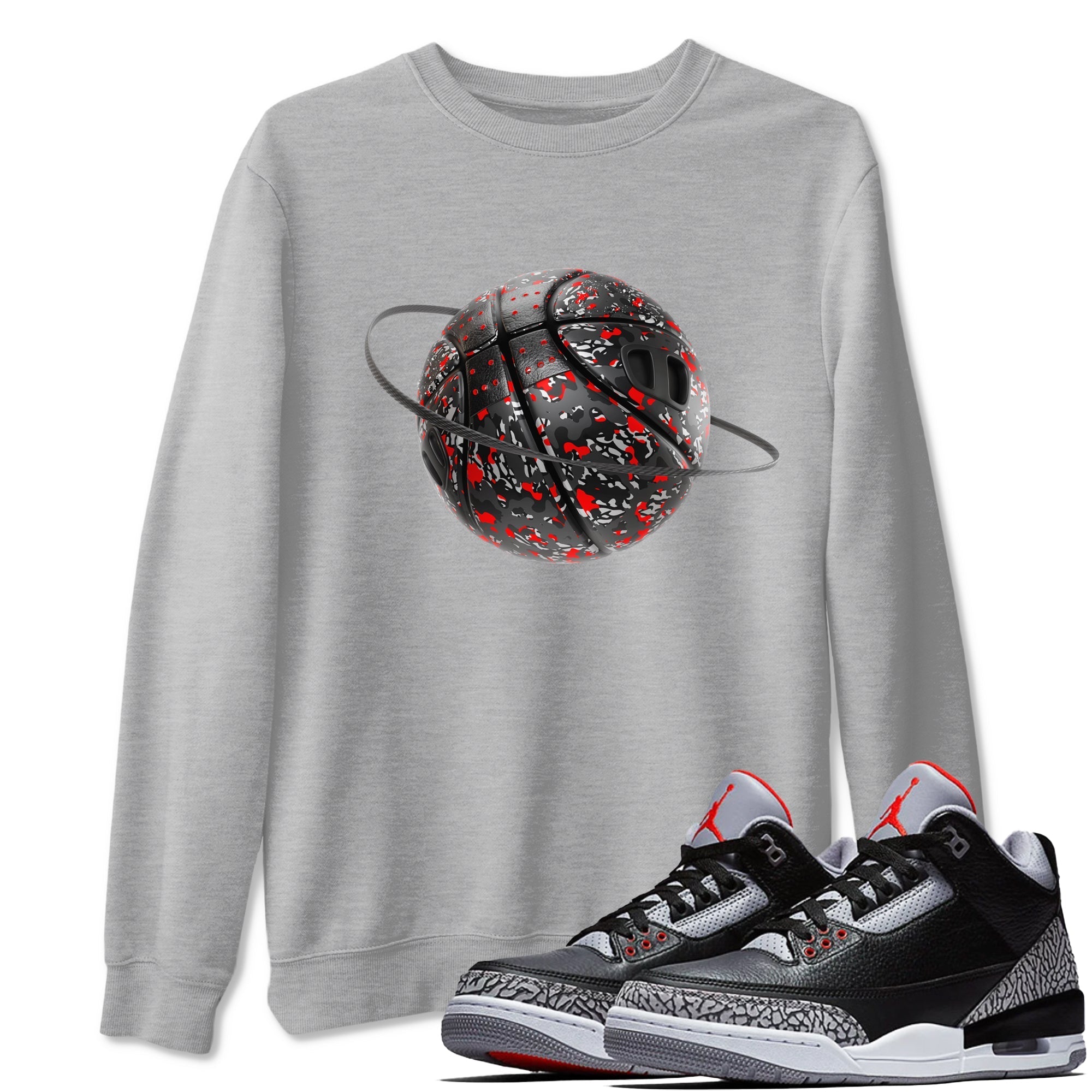 Camo Basketball Planet snkmatch Tees - Air Jordan 3 Black Cement