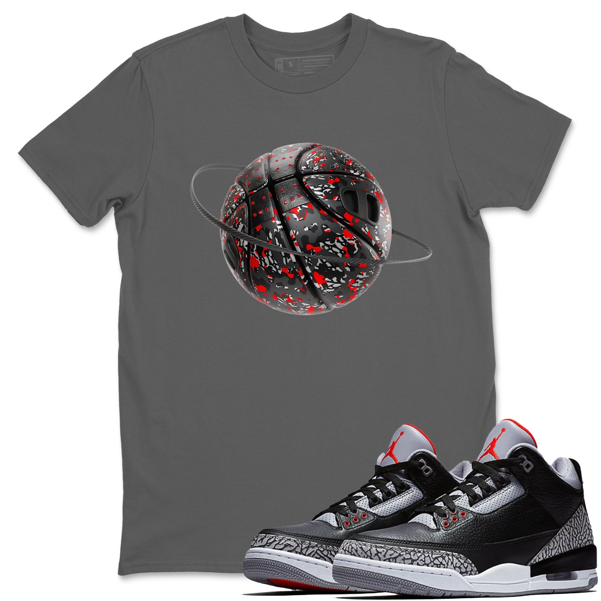 Camo Basketball Planet snkmatch Tees - Air Jordan 3 Black Cement