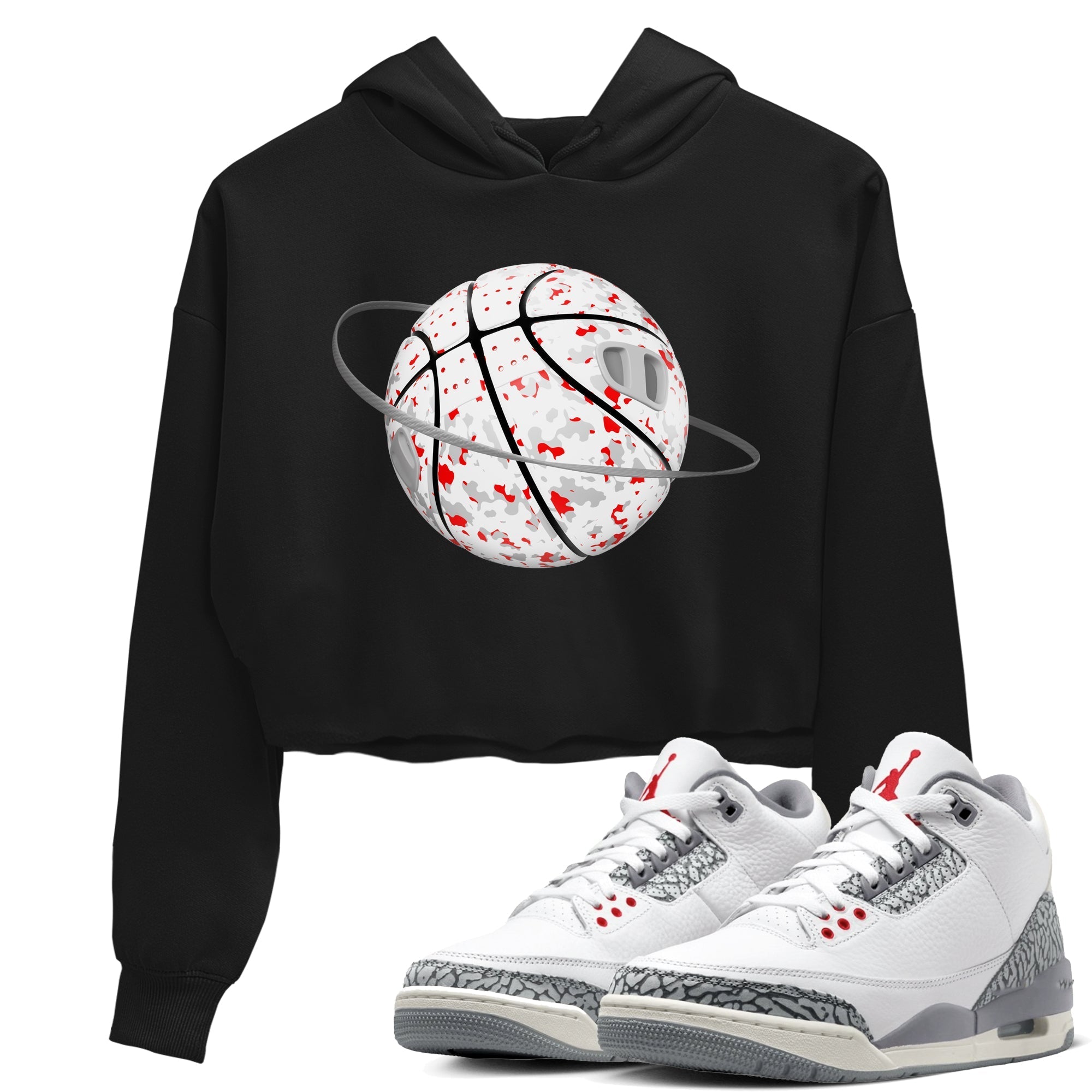Camo Basketball Planet snkmatch Women's Top - Air Jordan 3 Cement Grey