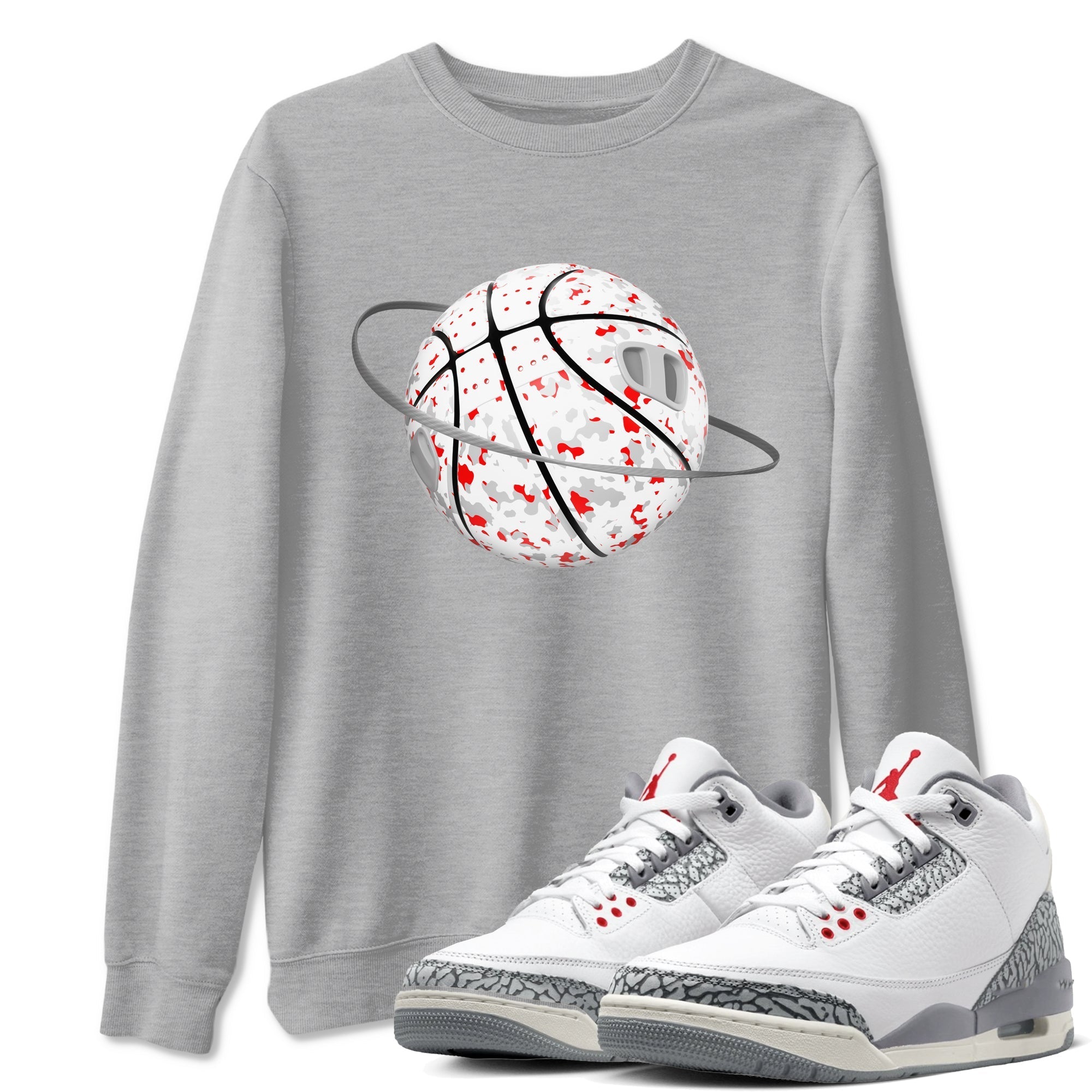 Camo Basketball Planet snkmatch Tees - Air Jordan 3 Cement Grey