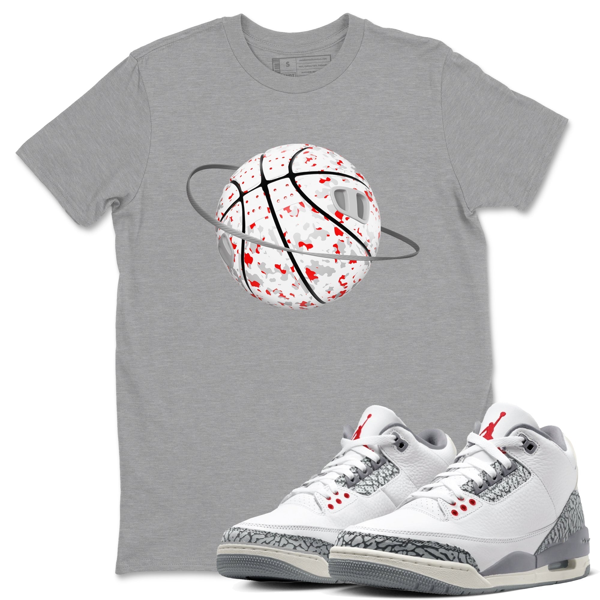 Camo Basketball Planet snkmatch Tees - Air Jordan 3 Cement Grey