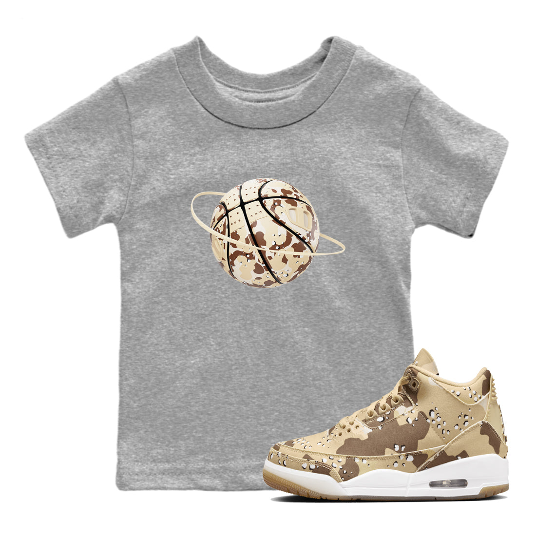 Camo Basketball Planet snkmatch Tees Kids - Air Jordan 3 Desert Camo