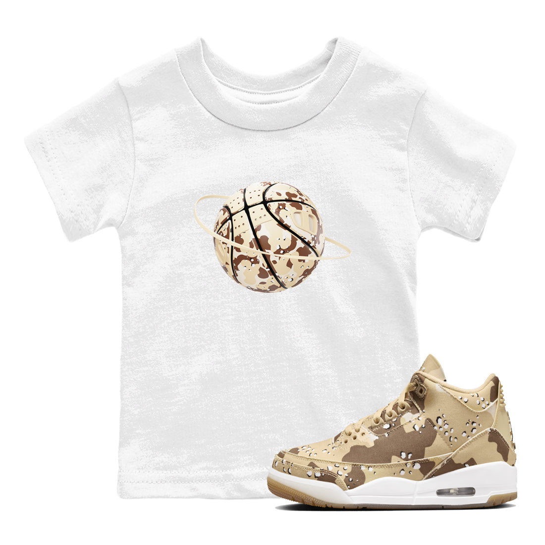 Camo Basketball Planet snkmatch Tees Kids - Air Jordan 3 Desert Camo