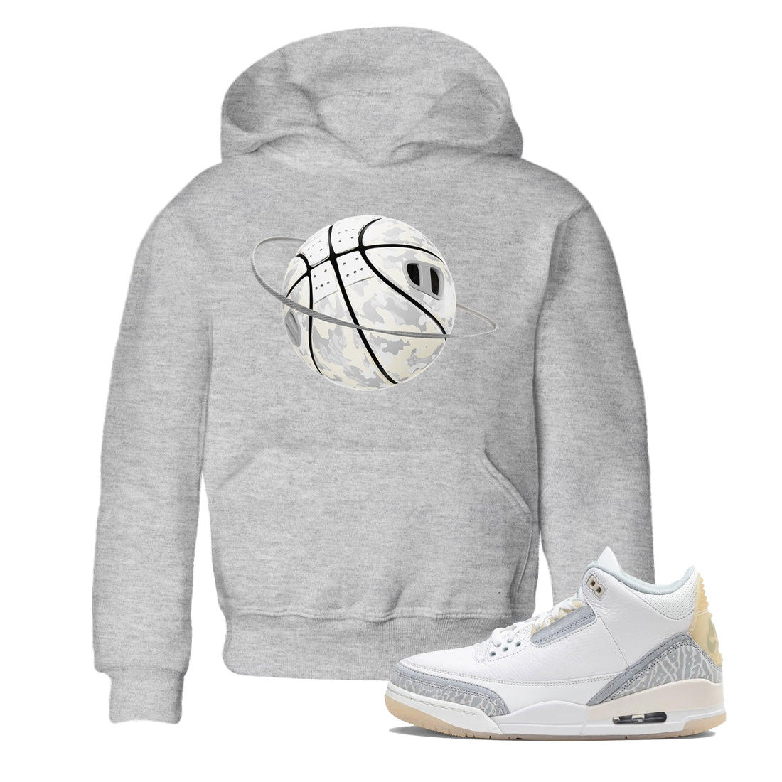 Camo Basketball Planet snkmatch Tees Kids - Air Jordan 3 Ivory