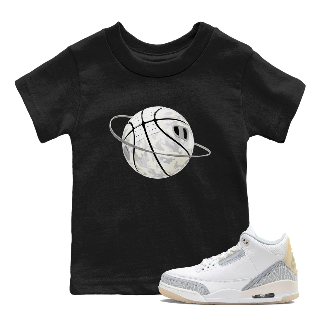Camo Basketball Planet snkmatch Tees Kids - Air Jordan 3 Ivory