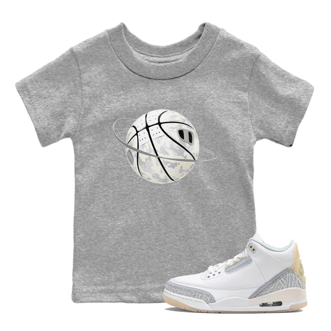 Camo Basketball Planet snkmatch Tees Kids - Air Jordan 3 Ivory