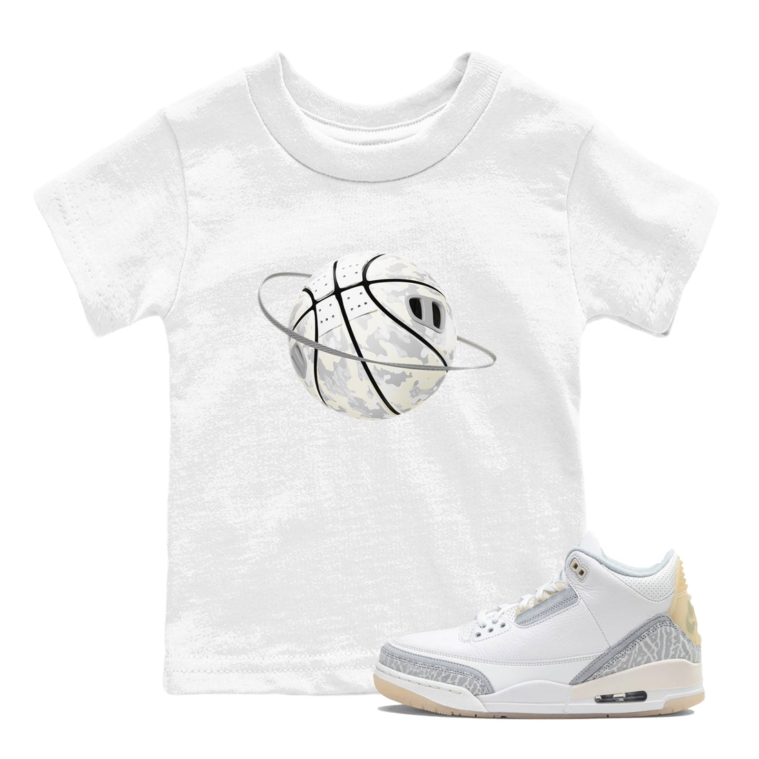 Camo Basketball Planet snkmatch Tees Kids - Air Jordan 3 Ivory