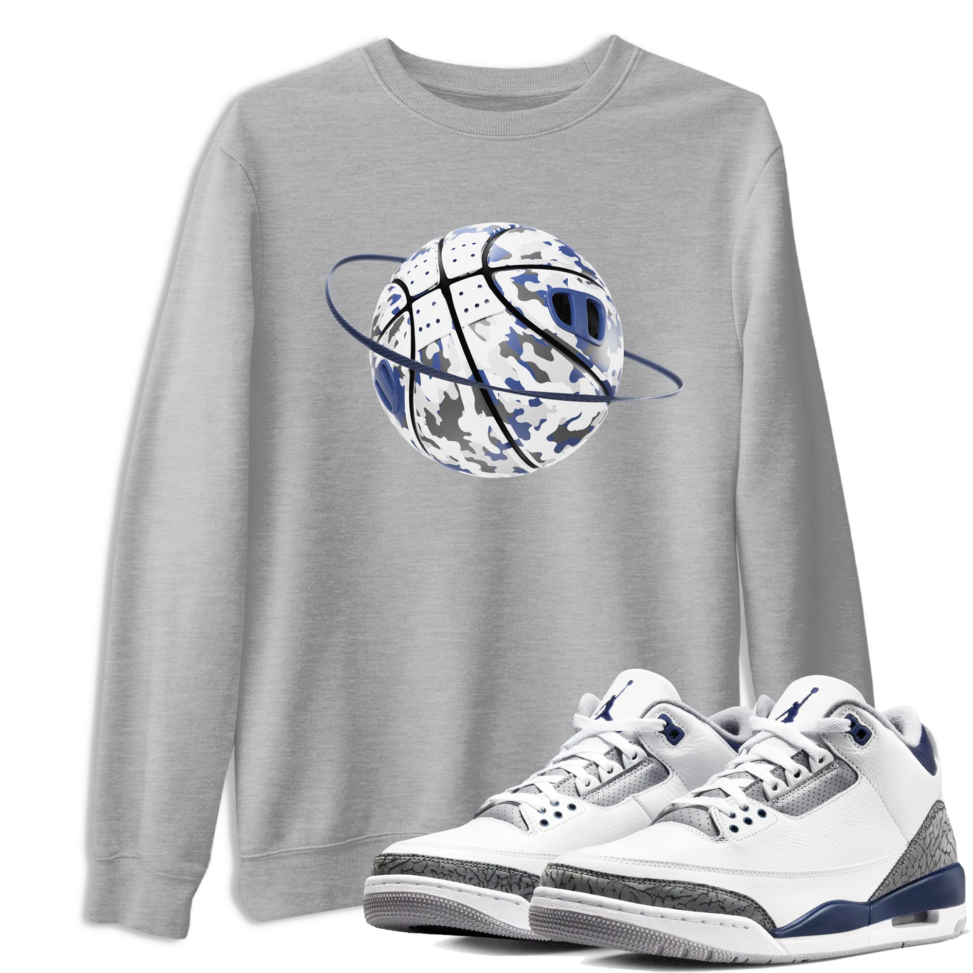 Camo Basketball Planet snkmatch Tees - Air Jordan 3 Midnight Navy 2023