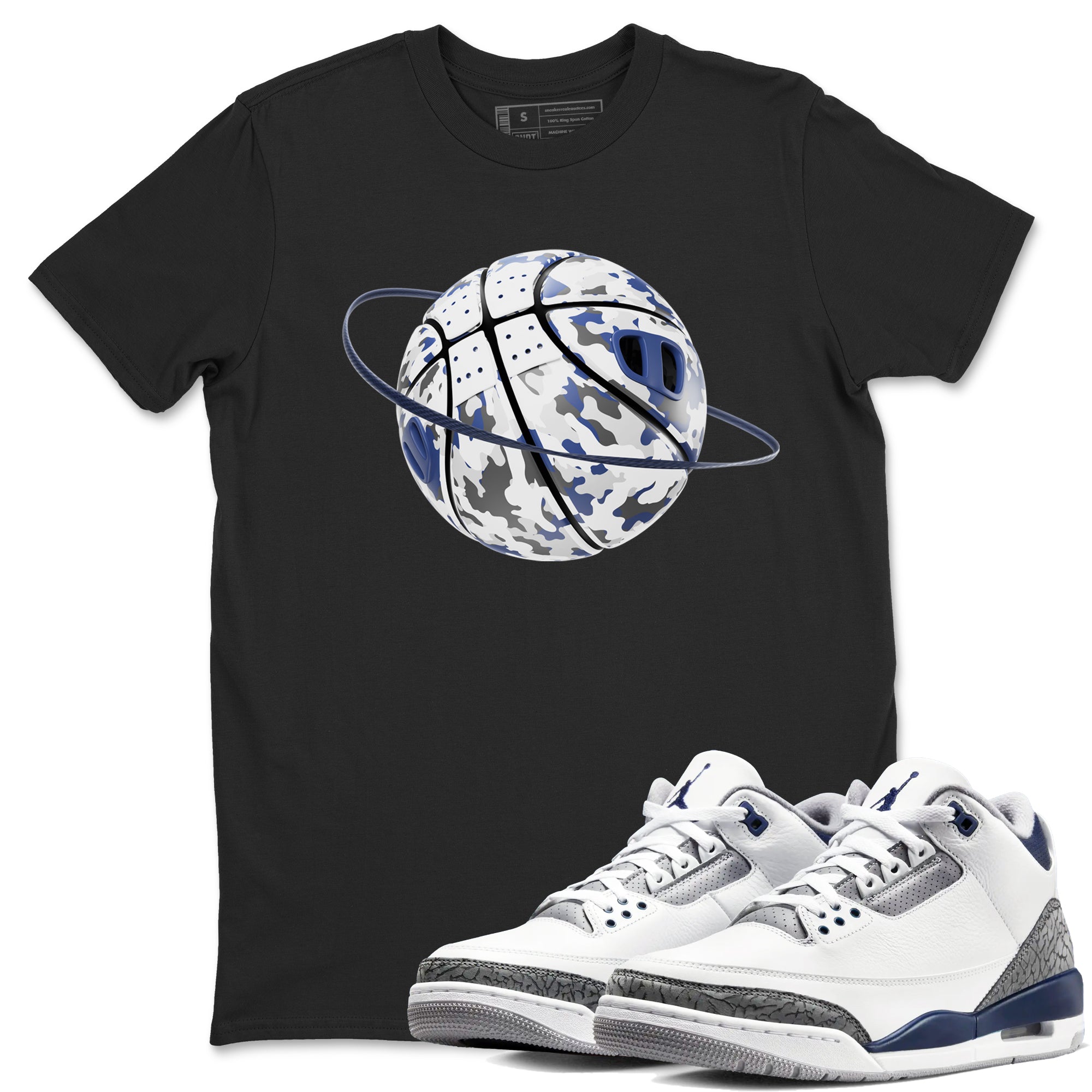 Camo Basketball Planet snkmatch Tees - Air Jordan 3 Midnight Navy 2023