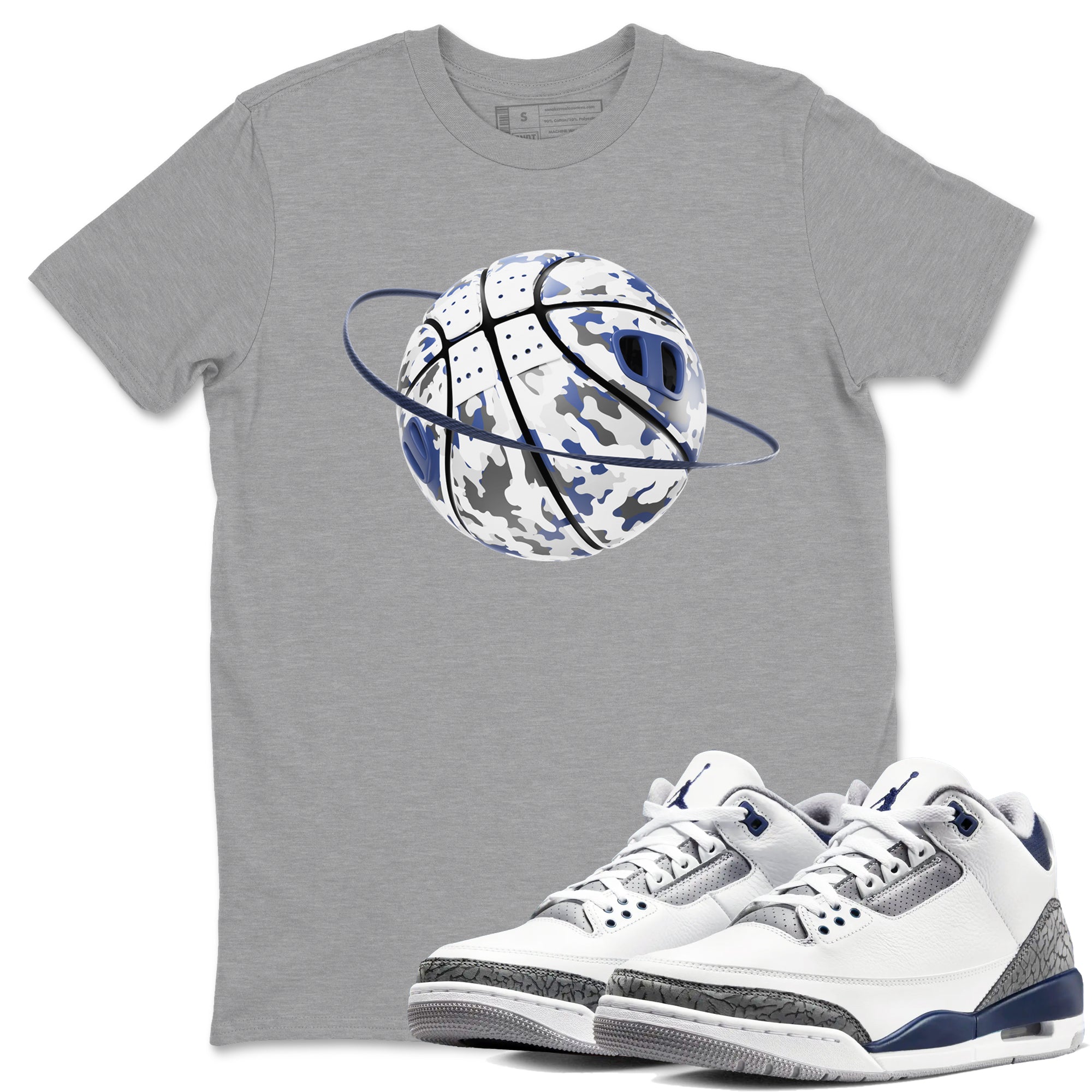 Camo Basketball Planet snkmatch Tees - Air Jordan 3 Midnight Navy 2023