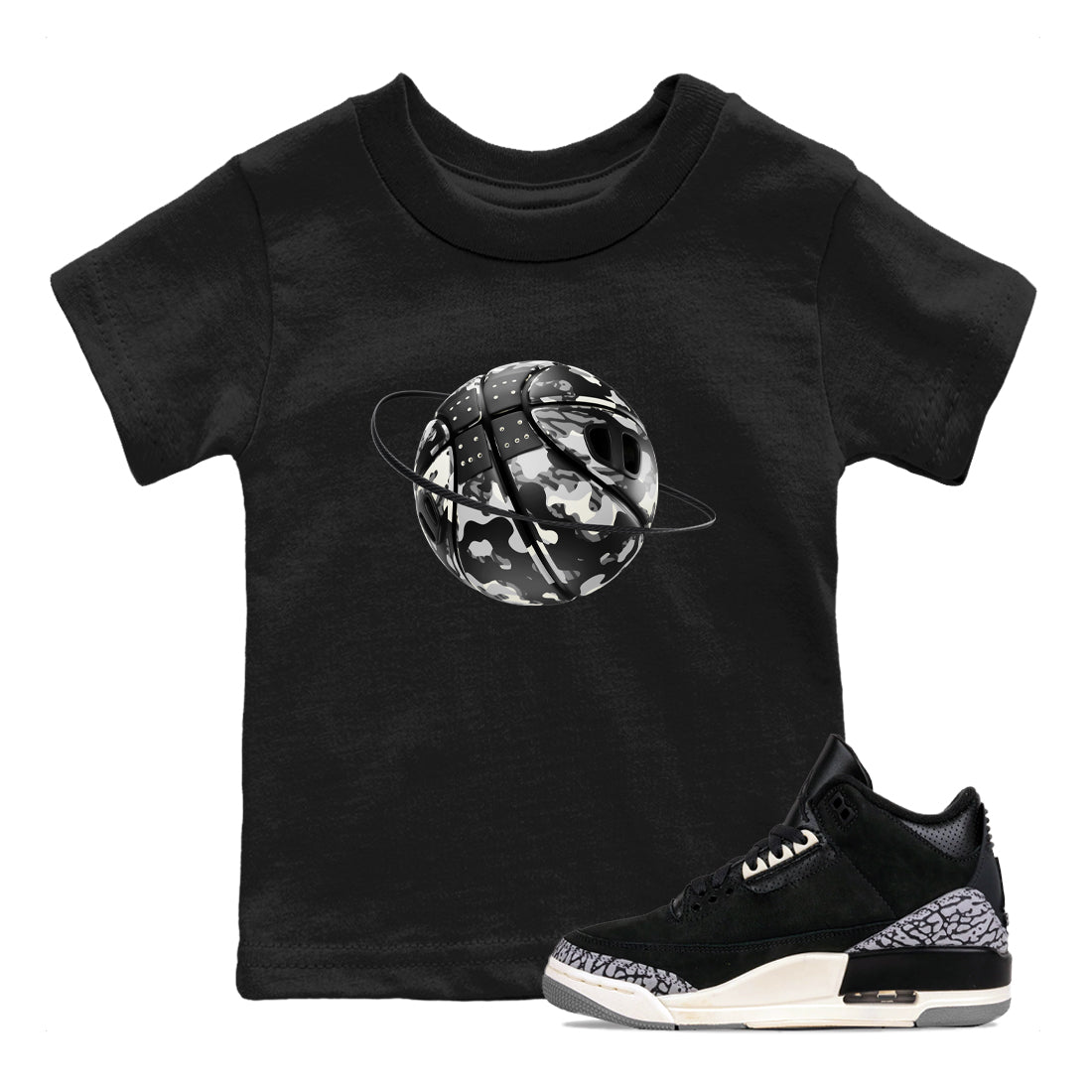 Camo Basketball Planet snkmatch Tee Kids - Air Jordan 3 Off Noir