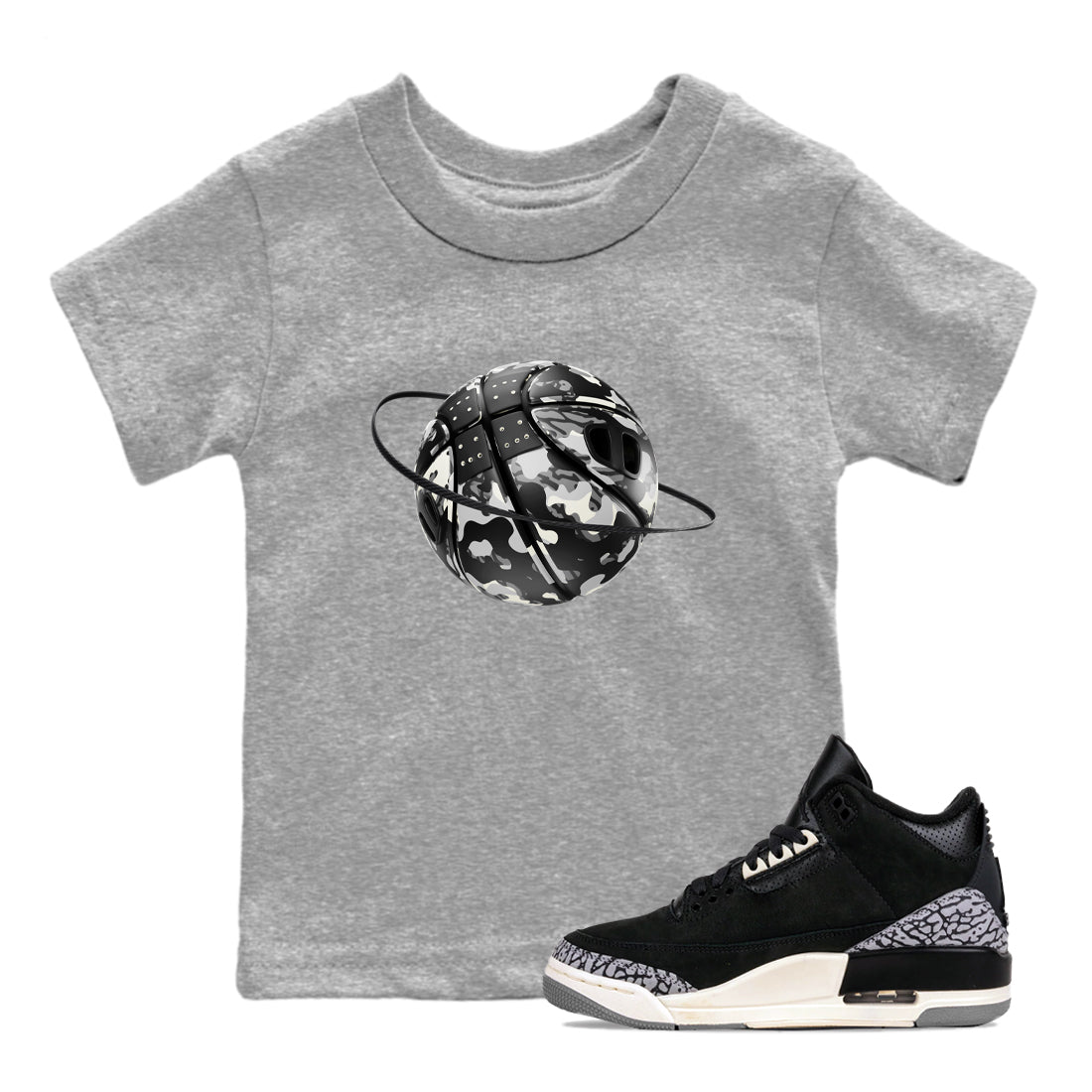 Camo Basketball Planet snkmatch Tee Kids - Air Jordan 3 Off Noir