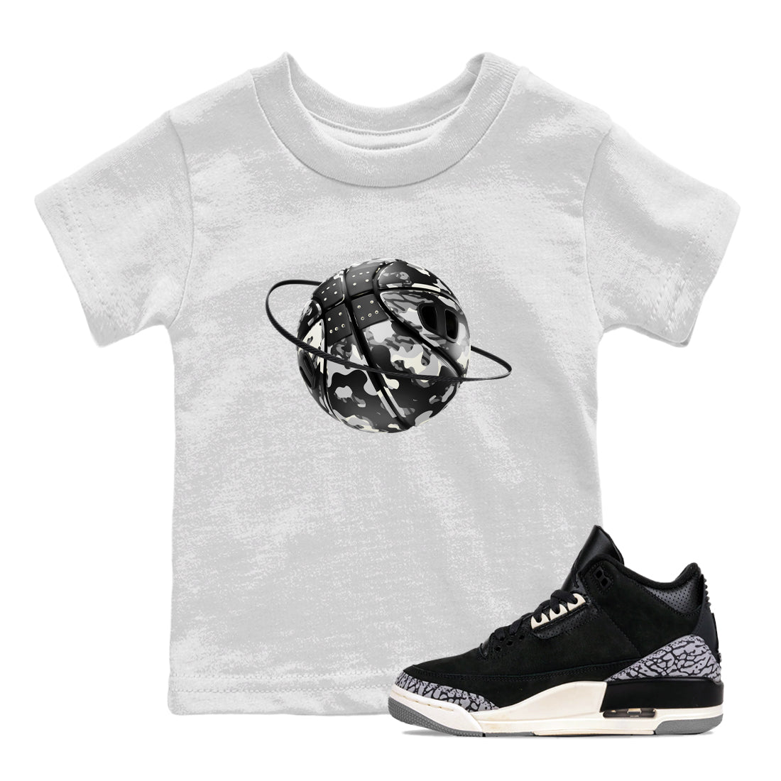 Camo Basketball Planet snkmatch Tee Kids - Air Jordan 3 Off Noir