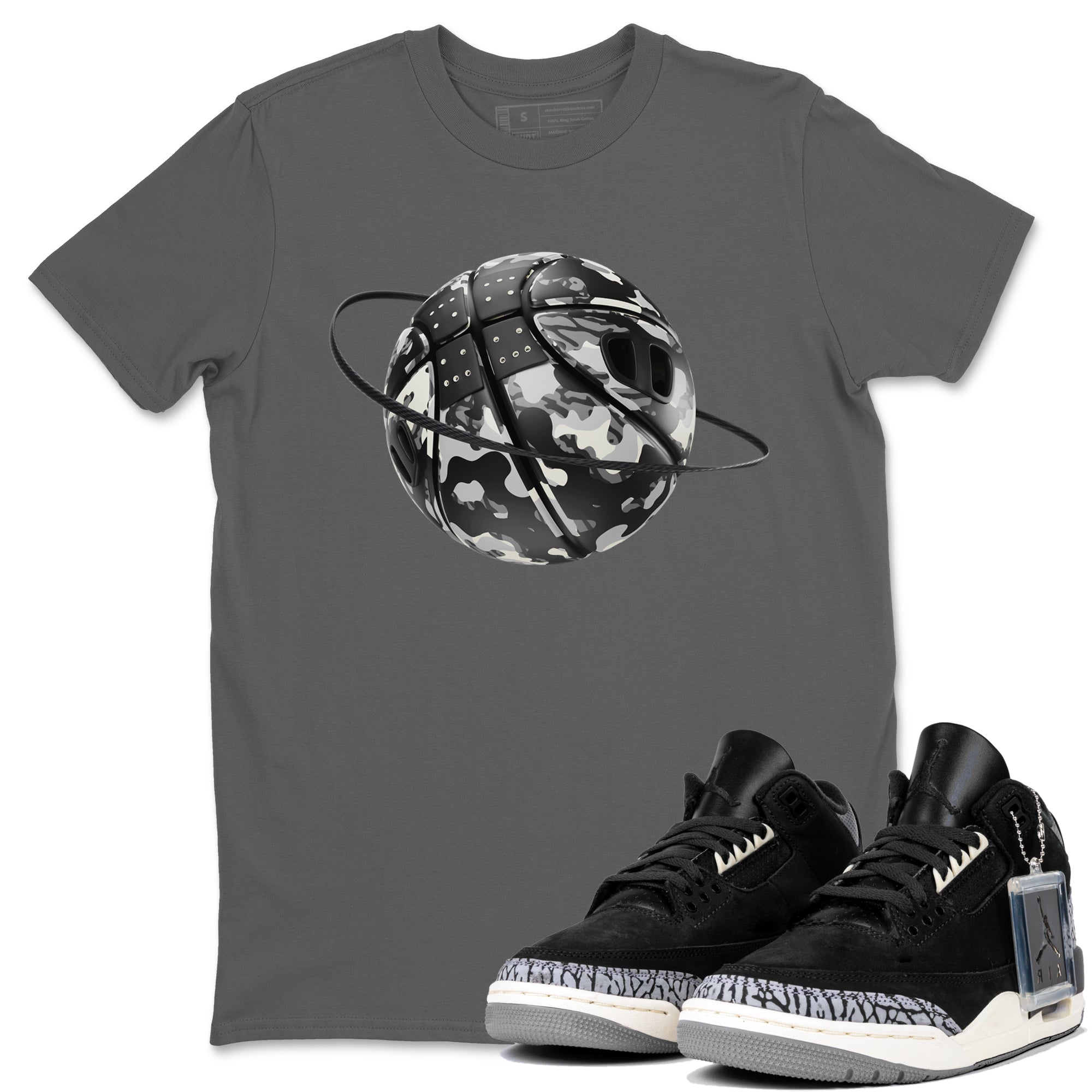 Camo Basketball Planet snkmatch Tee - Air Jordan 3 Off Noir