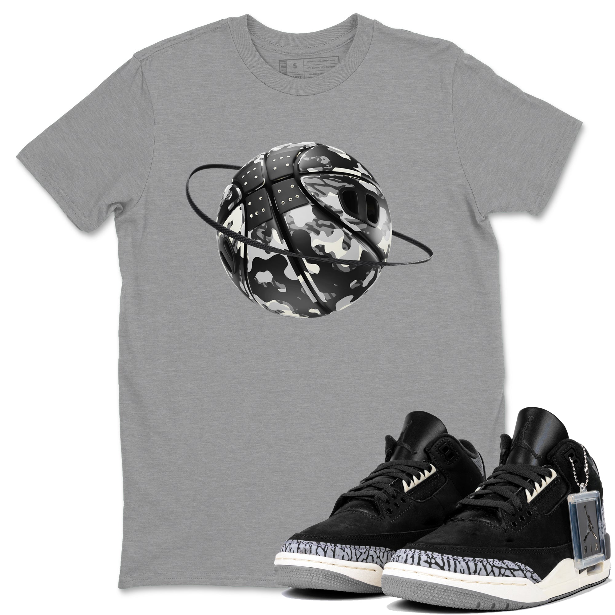Camo Basketball Planet snkmatch Tee - Air Jordan 3 Off Noir