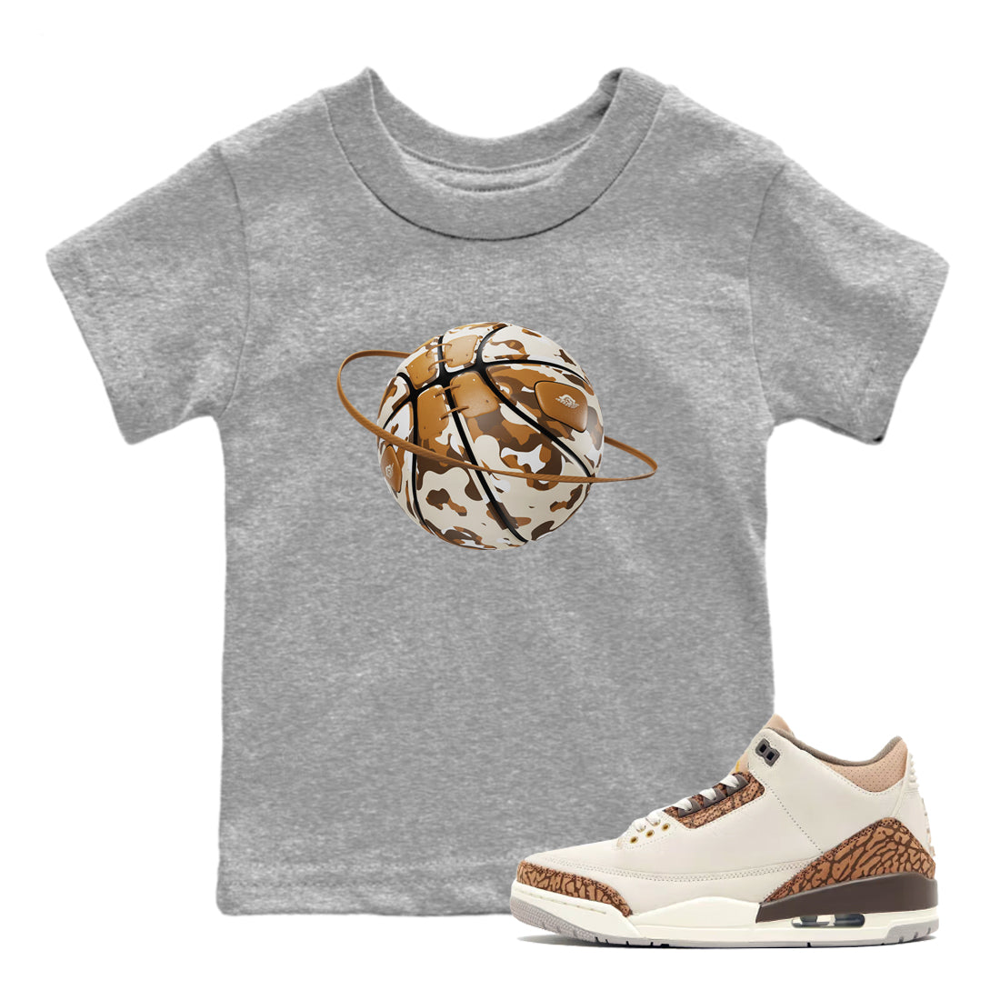 Camo Basketball Planet snkmatch Tee Kids - Air Jordan 3 Palomino