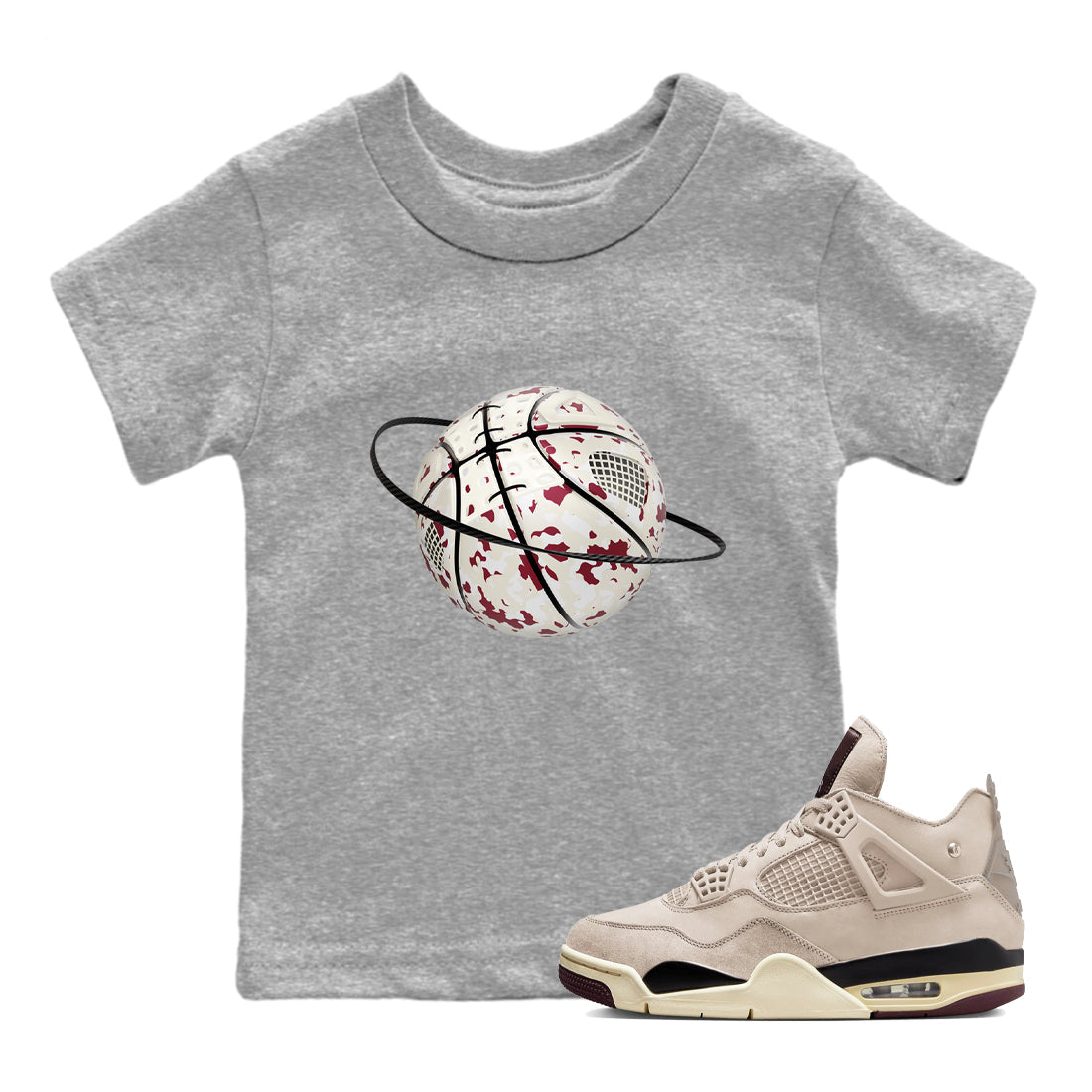 Camo Basketball Planet snkmatch Tees Kids - Air Jordan 4 A Ma Maniere x Fossil Stone