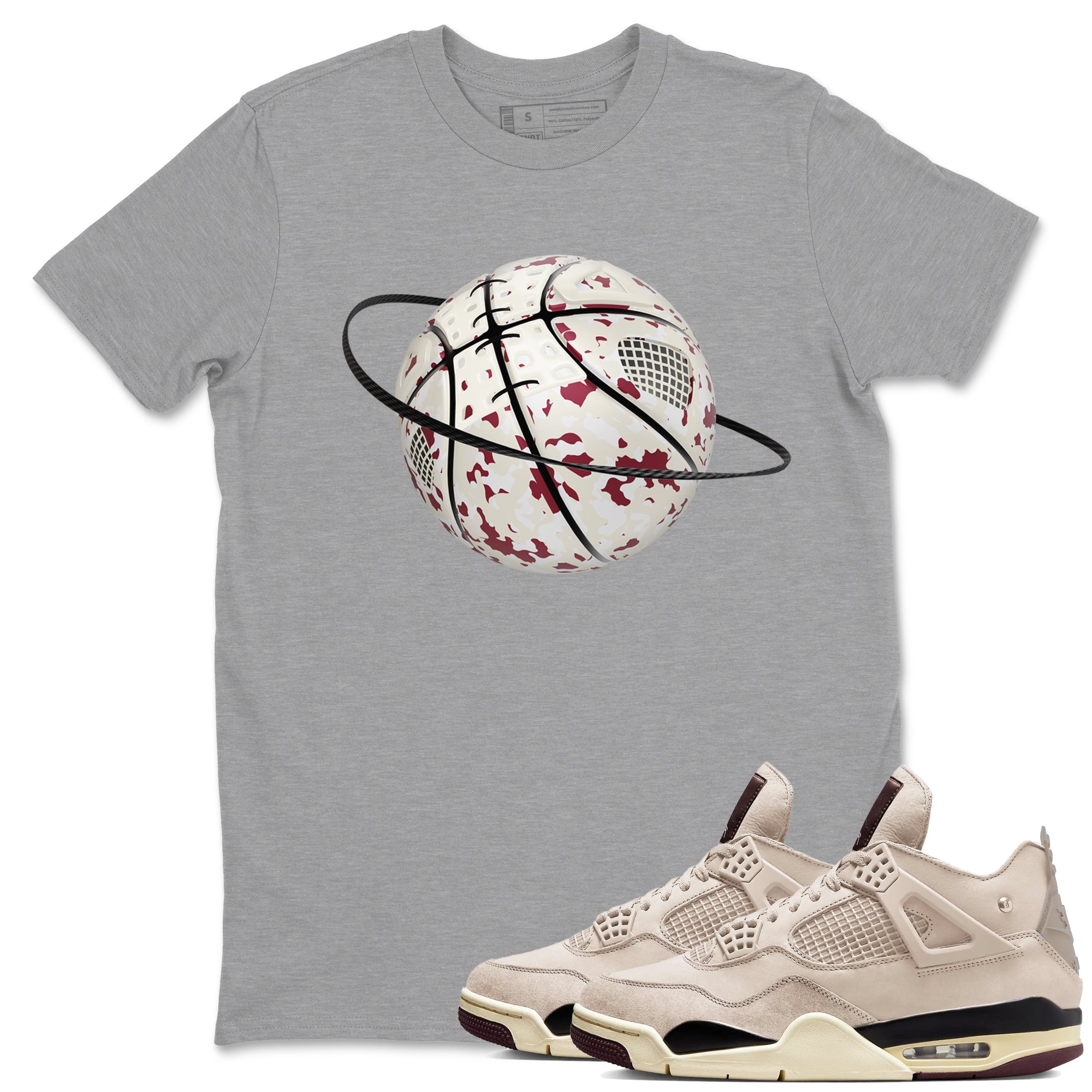 Camo Basketball Planet snkmatch Tees - Air Jordan 4 A Ma Maniere x Fossil Stone
