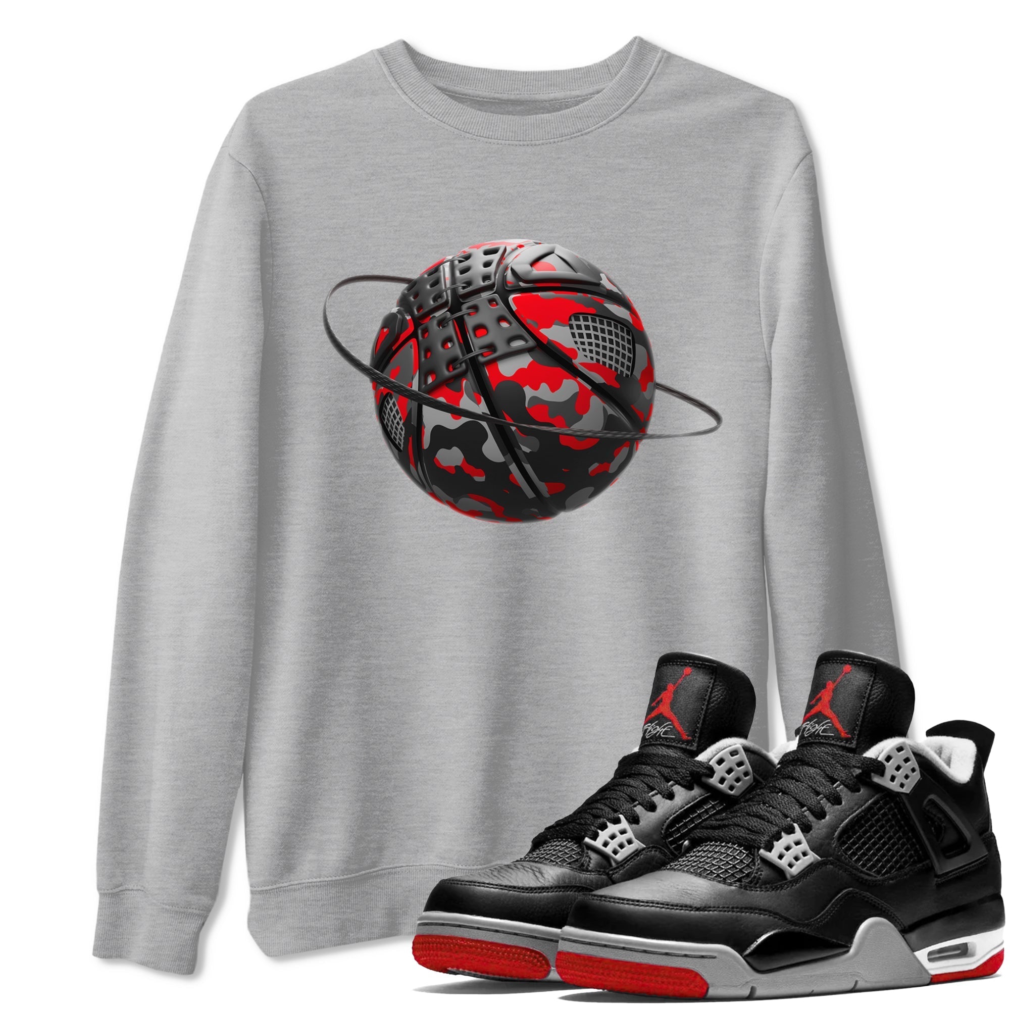 Camo Basketball Planet snkmatch Tee - Air Jordan 4 Bred Reimagined