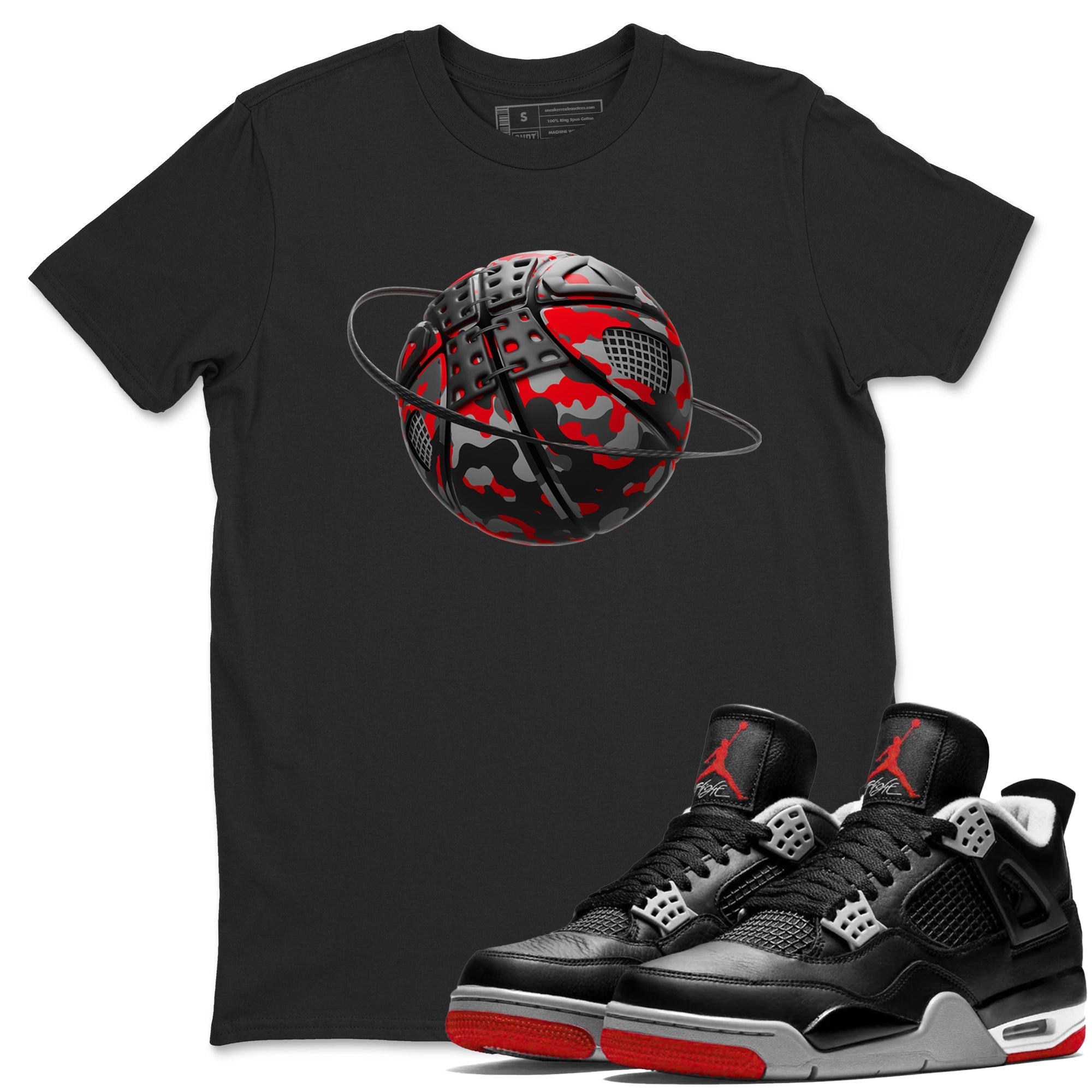 Camo Basketball Planet snkmatch Tee - Air Jordan 4 Bred Reimagined