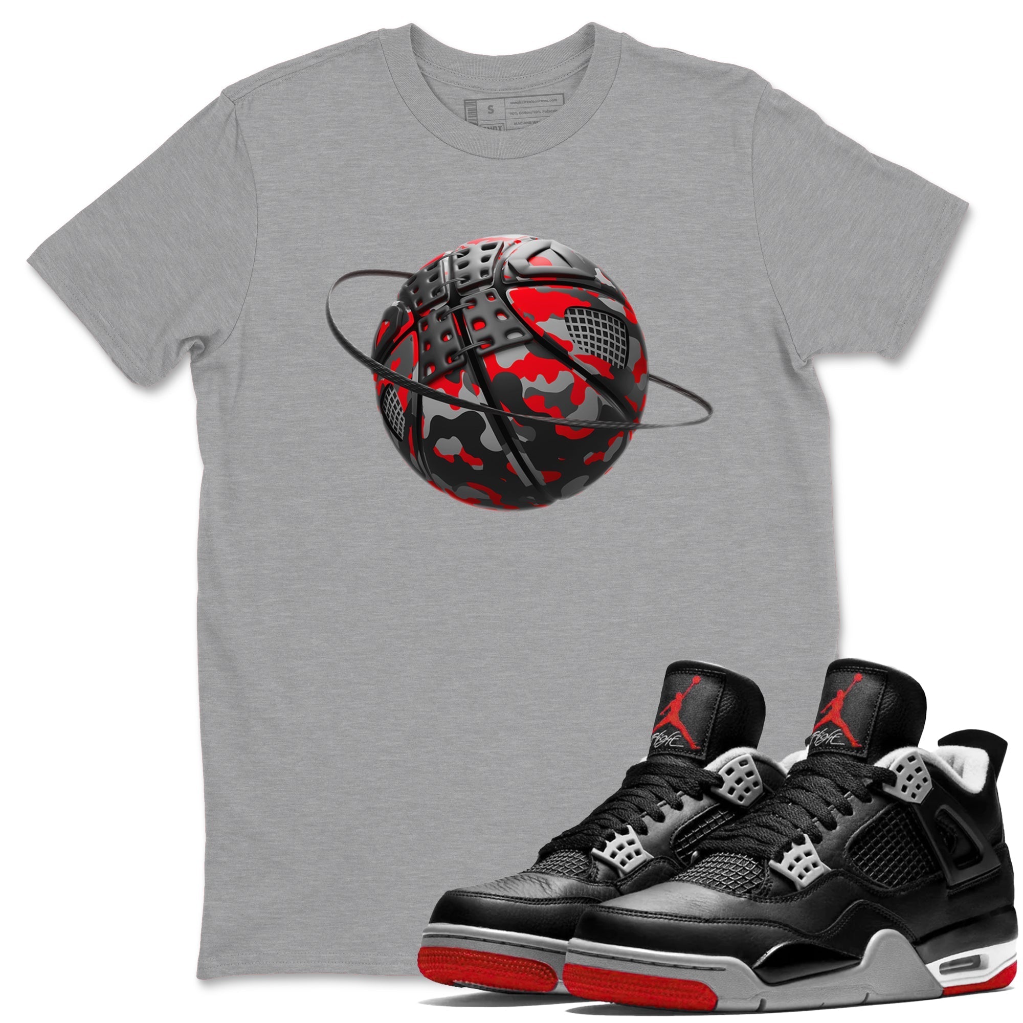 Camo Basketball Planet snkmatch Tee - Air Jordan 4 Bred Reimagined