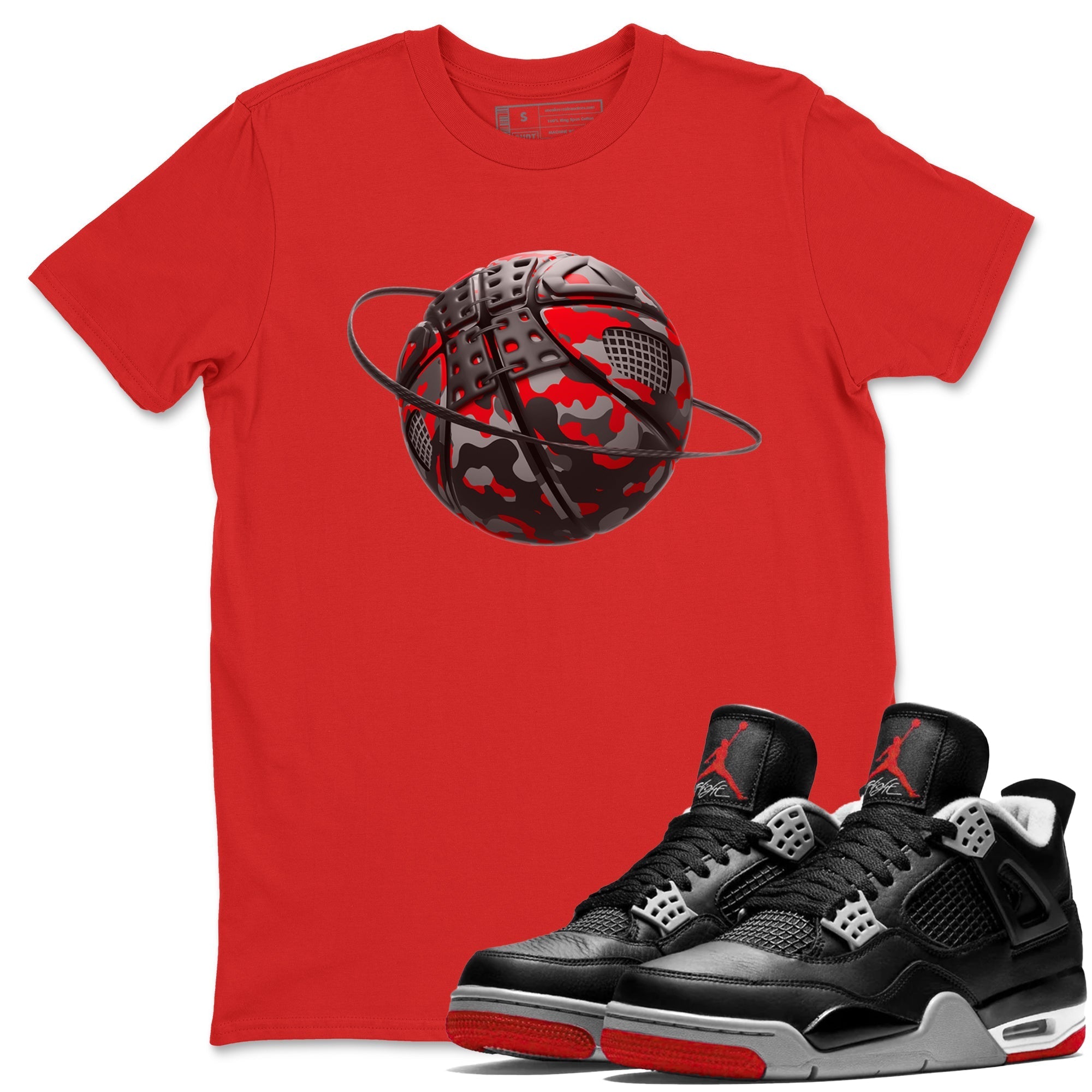 Camo Basketball Planet snkmatch Tee - Air Jordan 4 Bred Reimagined