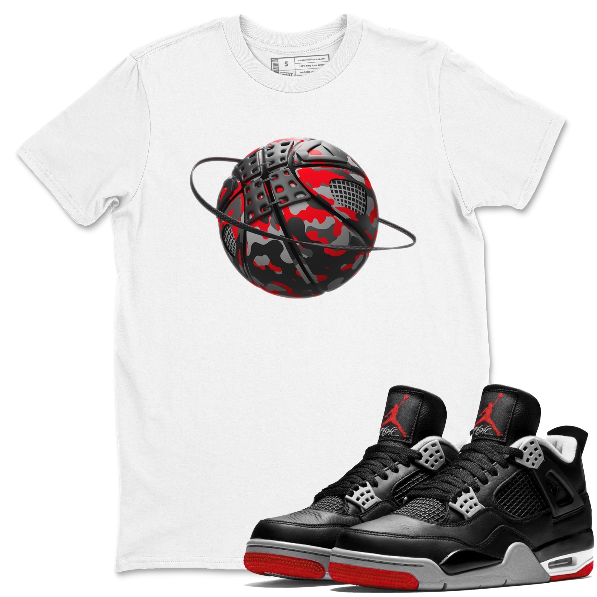 Camo Basketball Planet snkmatch Tee - Air Jordan 4 Bred Reimagined