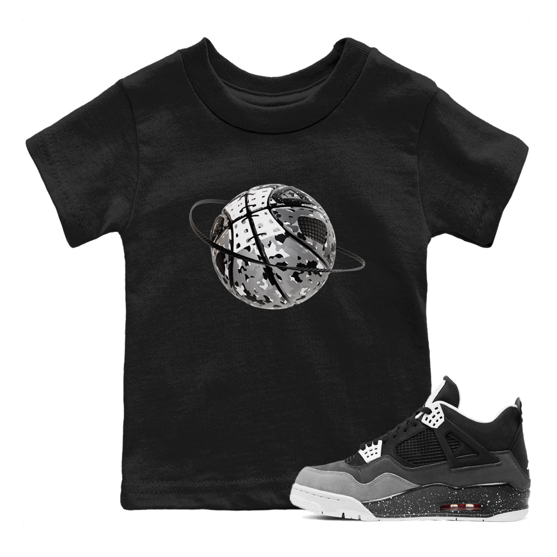 Camo Basketball Planet snkmatch Tees Kids - Air Jordan 4 Fear
