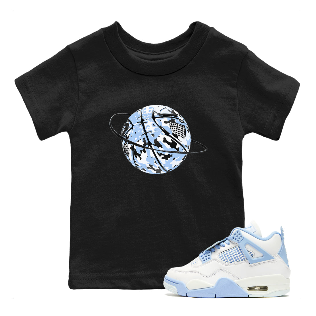 Camo Basketball Planet snkmatch Tees Kids - Air Jordan 4 Forget Me Not