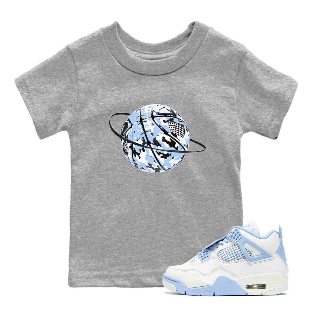 Camo Basketball Planet snkmatch Tees Kids - Air Jordan 4 Forget Me Not