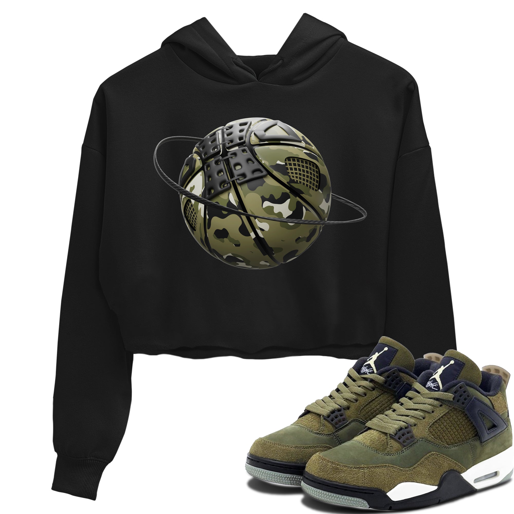 Camo Basketball Planet snkmatch Women's Top - Air Jordan 4 Medium Olive