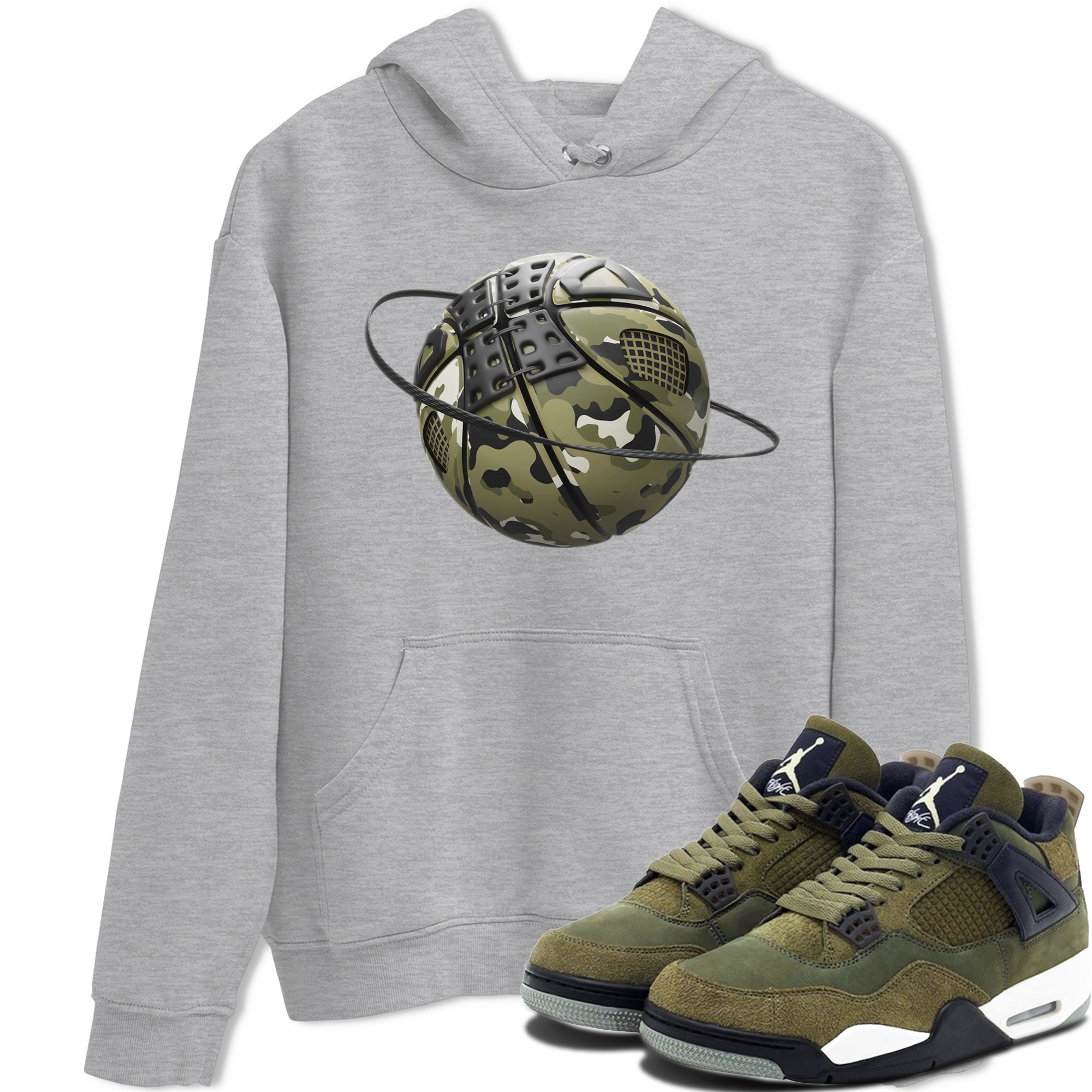Camo Basketball Planet snkmatch Tee - Air Jordan 4 Medium Olive