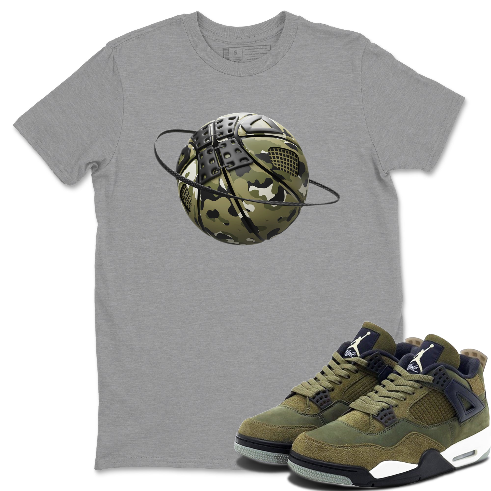 Camo Basketball Planet snkmatch Tee - Air Jordan 4 Medium Olive