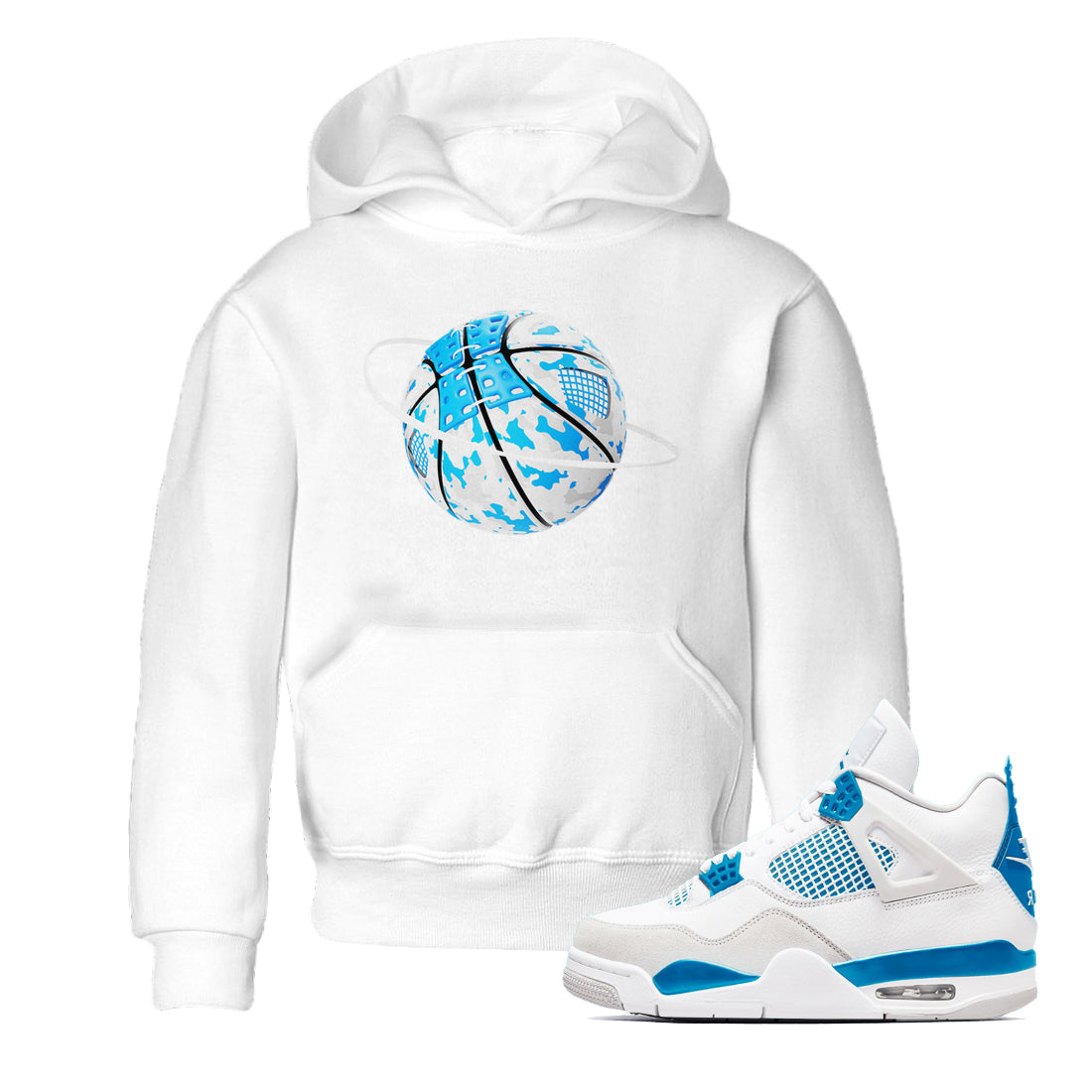 Camo Basketball Planet snkmatch Tees Kids - Air Jordan 4 Military Blue