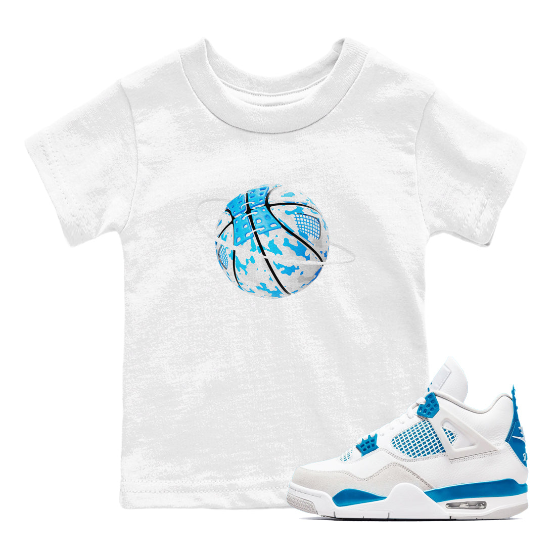 Camo Basketball Planet snkmatch Tees Kids - Air Jordan 4 Military Blue