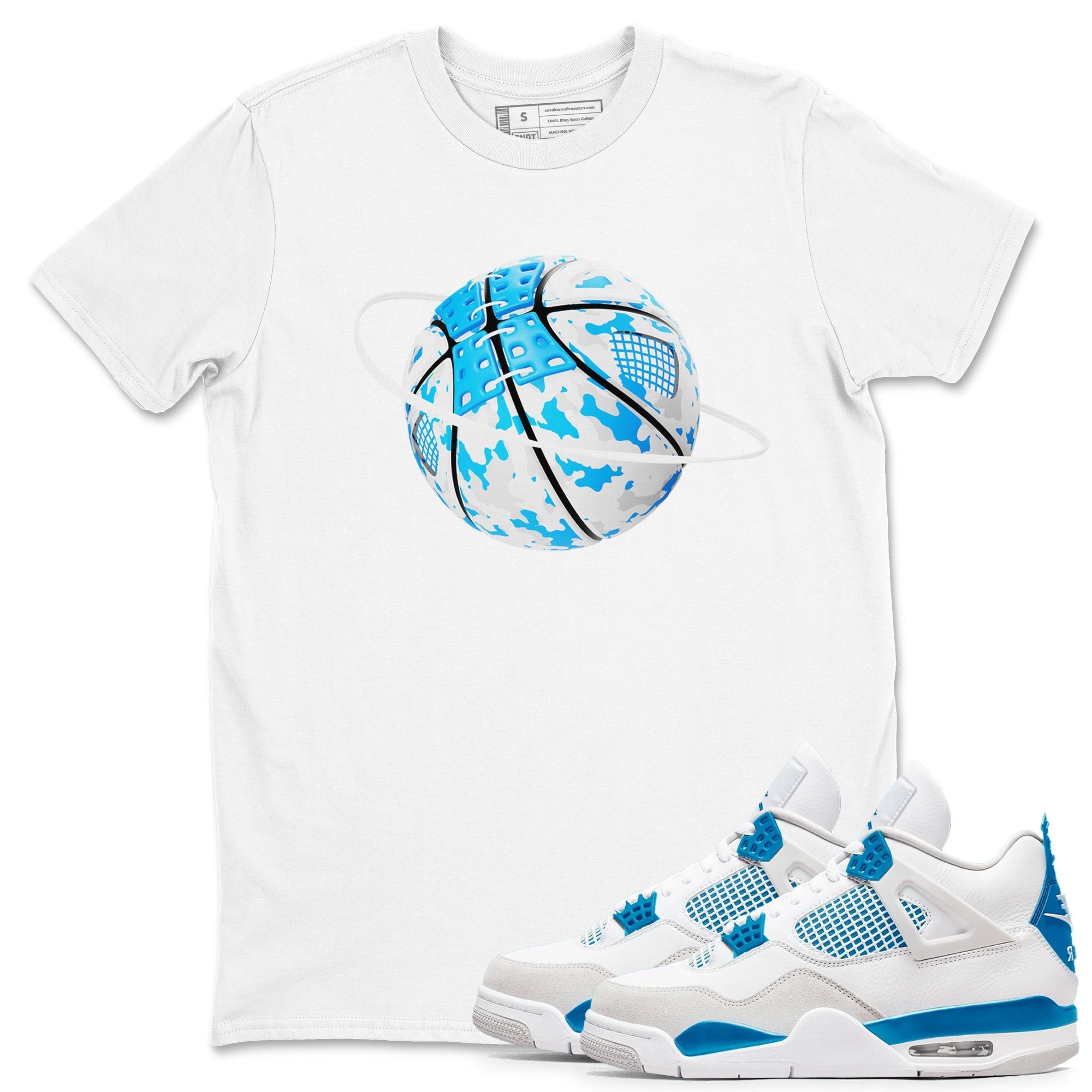 Camo Basketball Planet snkmatch Tees - Air Jordan 4 Military Blue