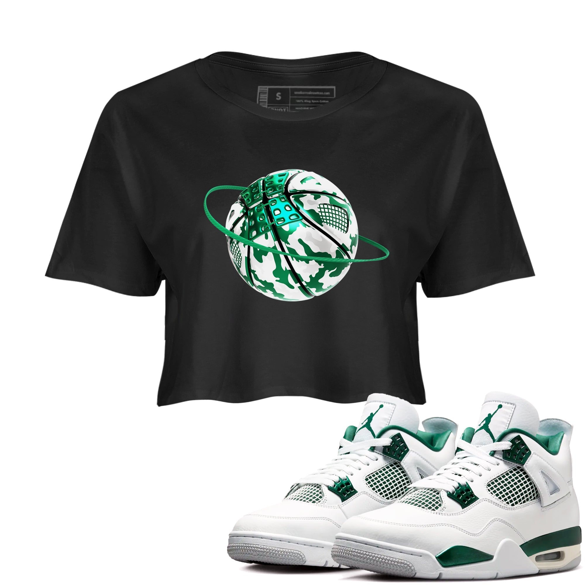 Camo Basketball Planet snkmatch Women's Top - Air Jordan 4 Oxidized Green