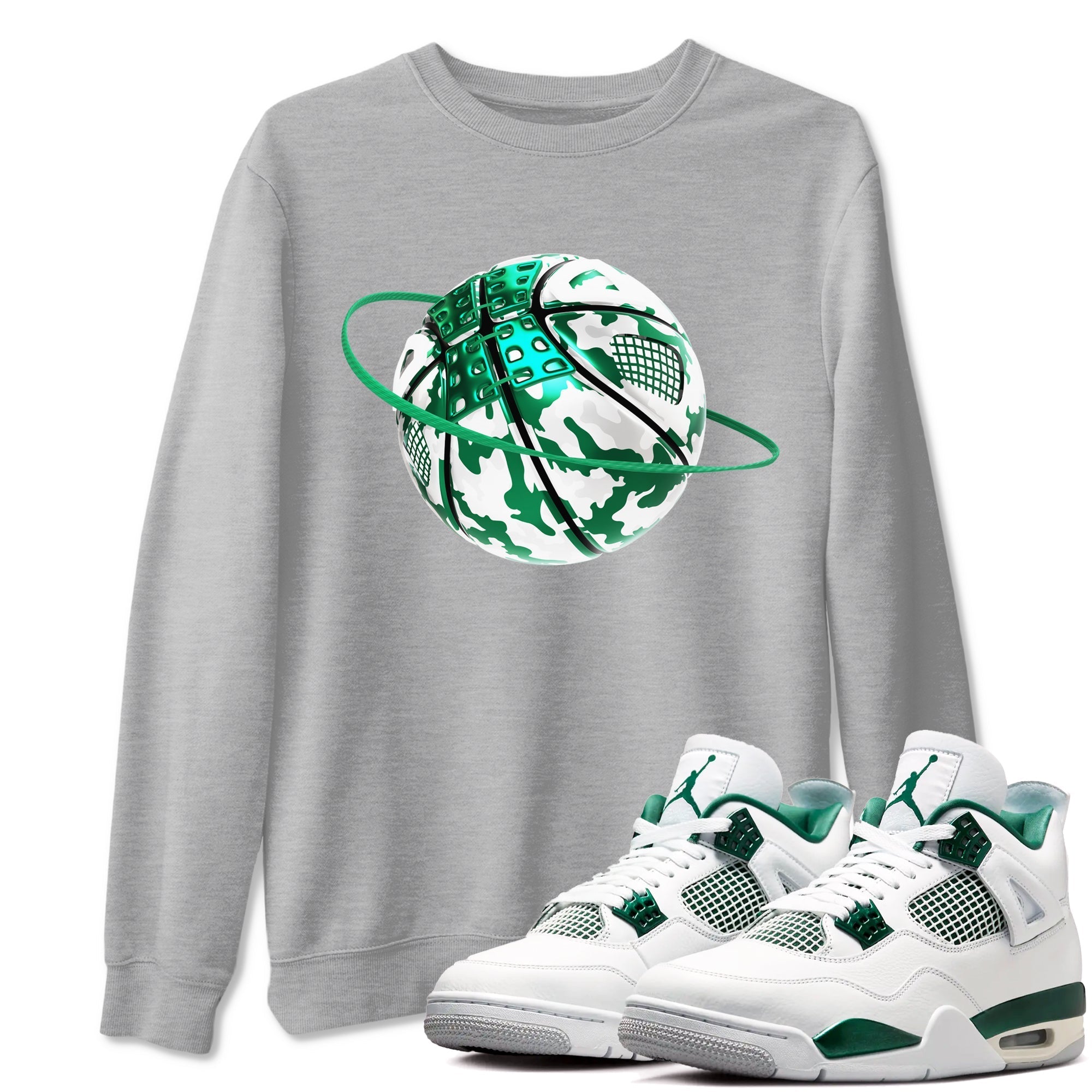 Camo Basketball Planet snkmatch Tees - Air Jordan 4 Oxidized Green
