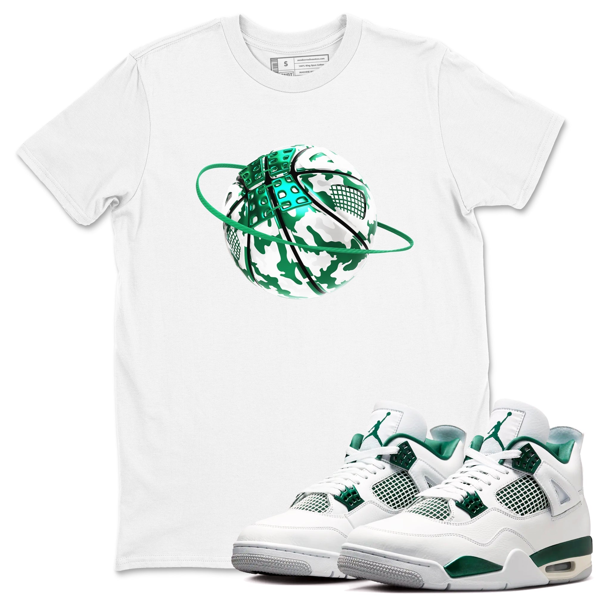 Camo Basketball Planet snkmatch Tees - Air Jordan 4 Oxidized Green