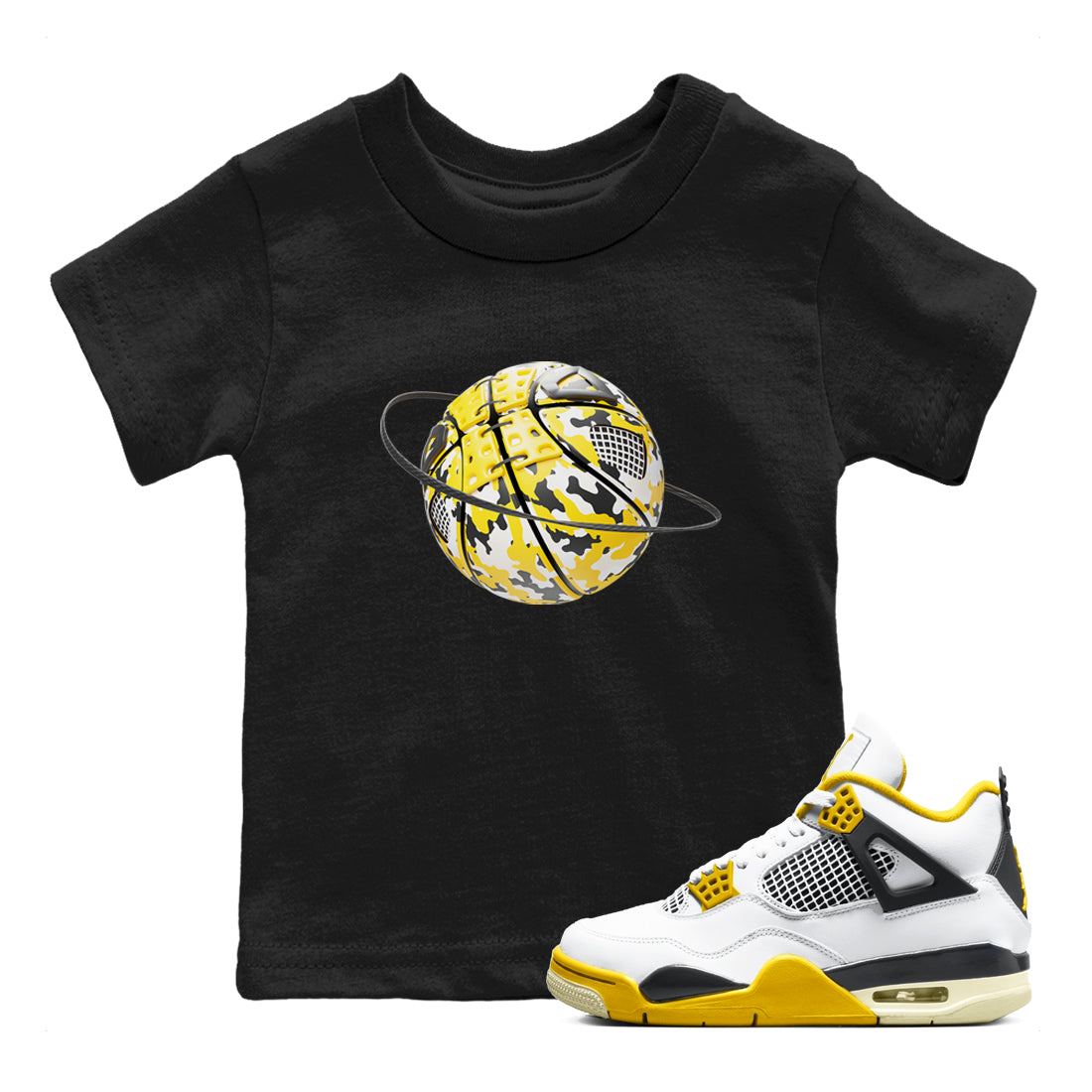 Camo Basketball Planet snkmatch Tees Kids - Air Jordan 4 Vivid Sulfur