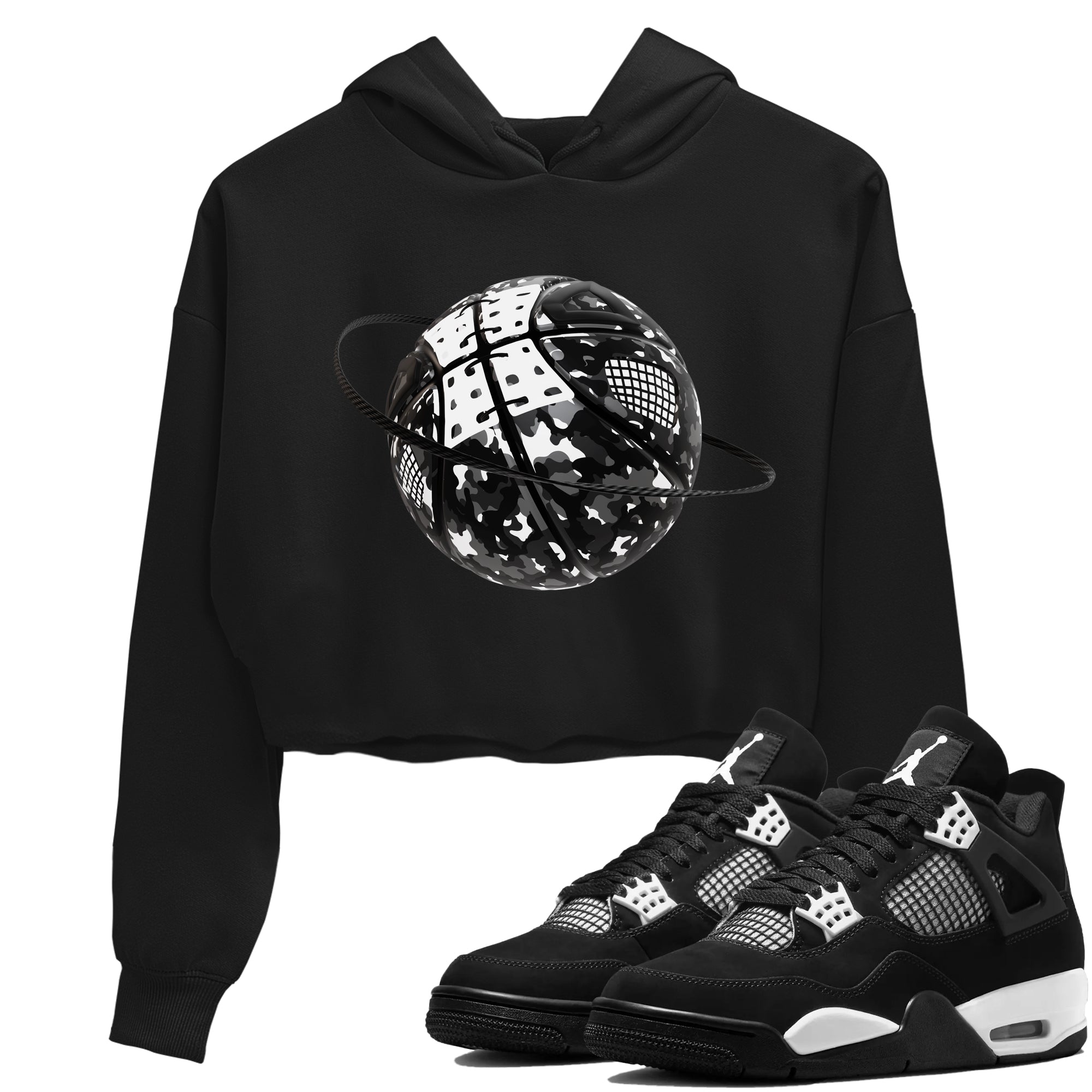 Camo Basketball Planet snkmatch Women's Top - Air Jordan 4 White Thunder