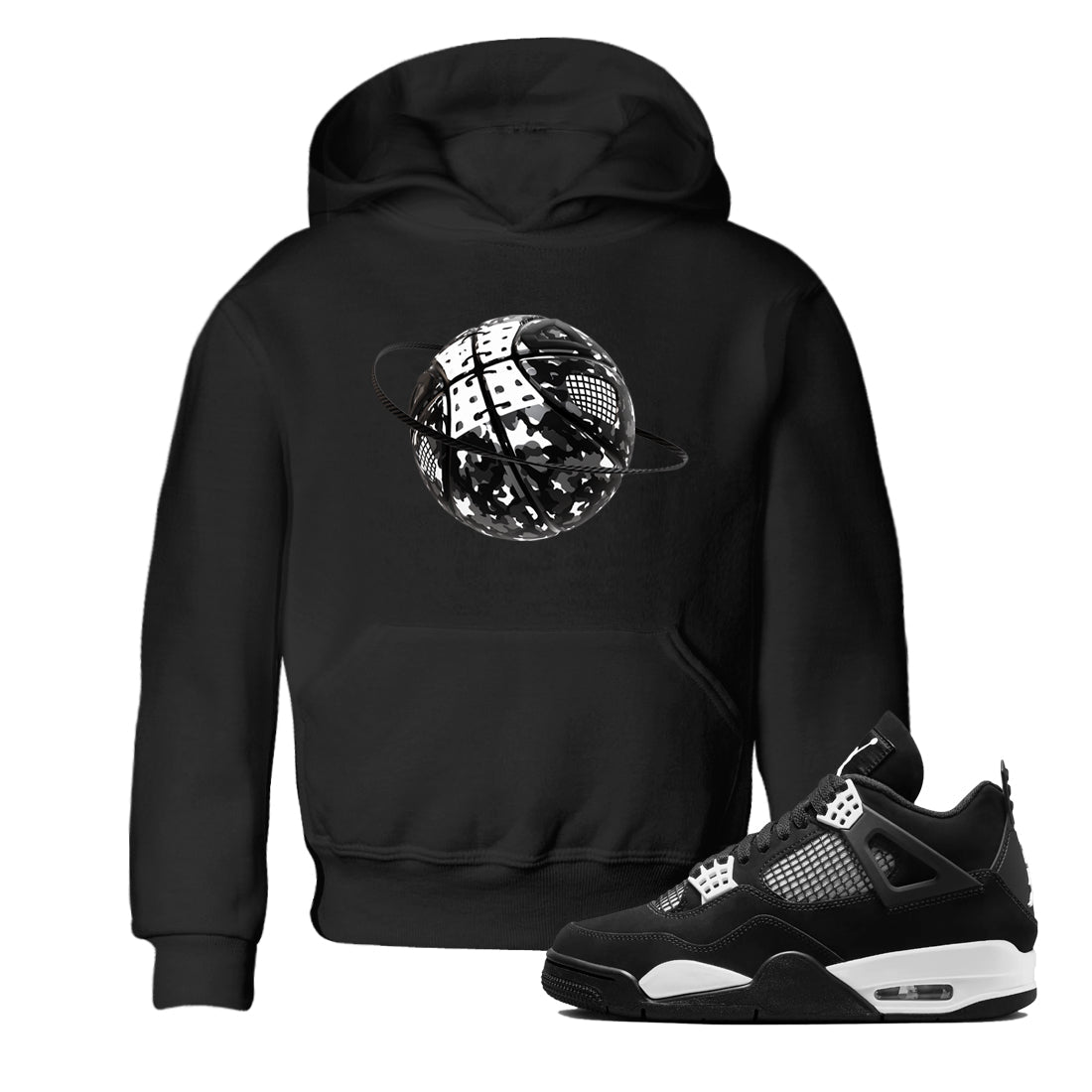 Camo Basketball Planet snkmatch Tees Kids - Air Jordan 4 White Thunder