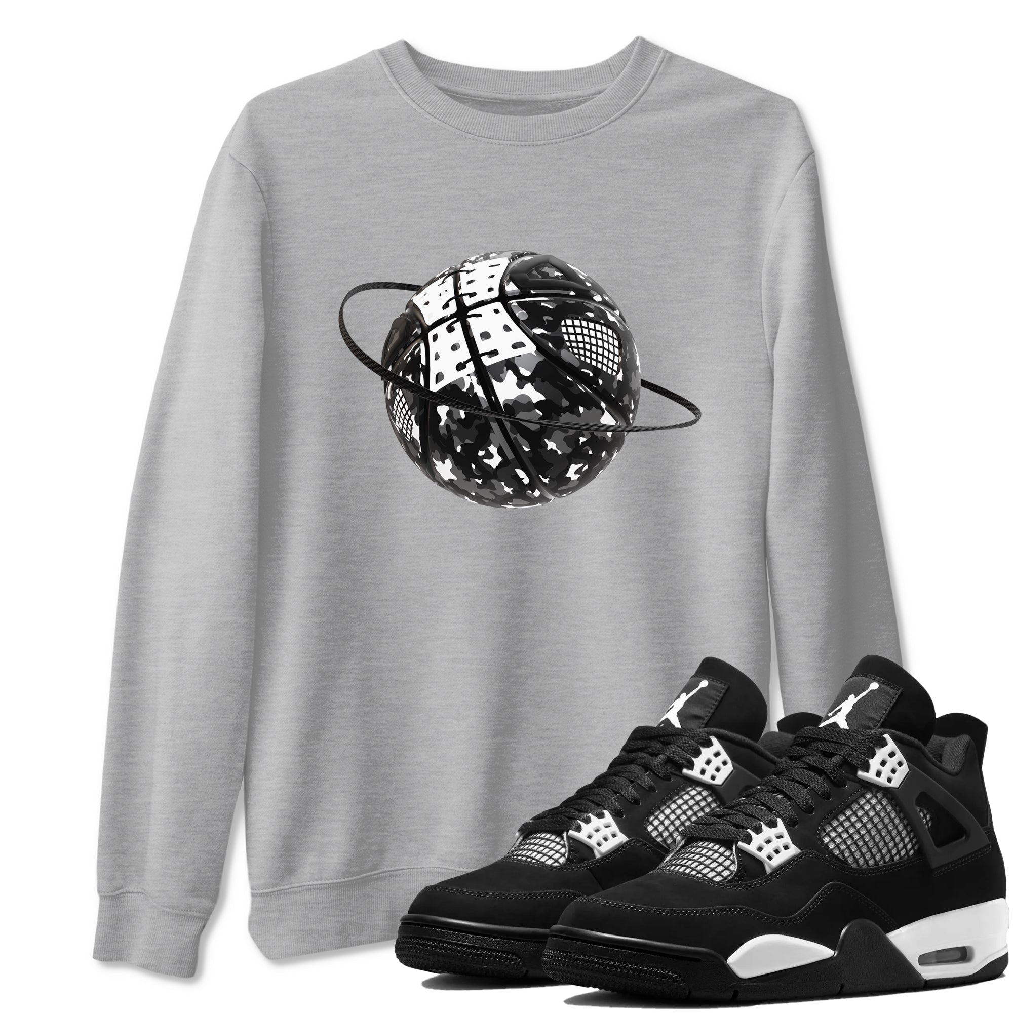Camo Basketball Planet snkmatch Tees - Air Jordan 4 White Thunder
