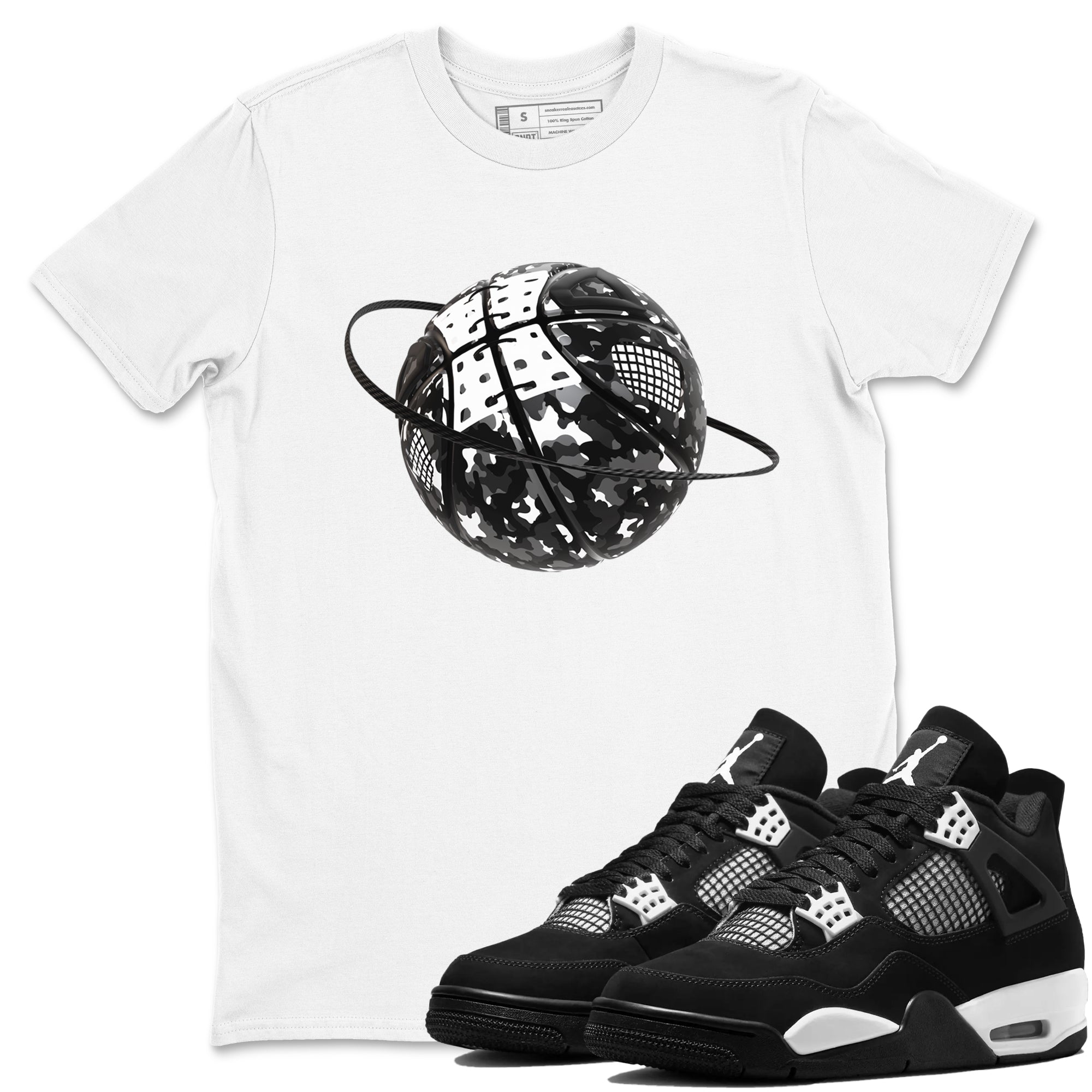 Camo Basketball Planet snkmatch Tees - Air Jordan 4 White Thunder