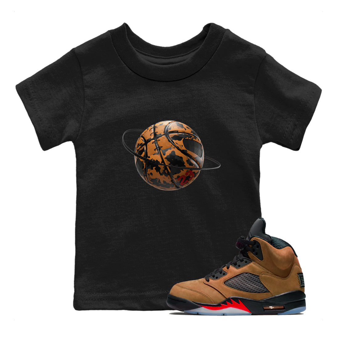 Camo Basketball Planet snkmatch Tees Kids - Air Jordan 5 Archaeo Brown