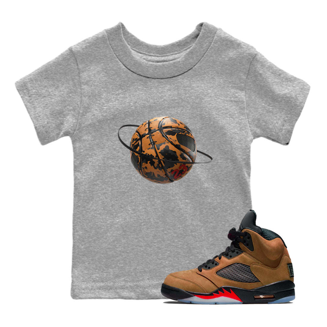 Camo Basketball Planet snkmatch Tees Kids - Air Jordan 5 Archaeo Brown