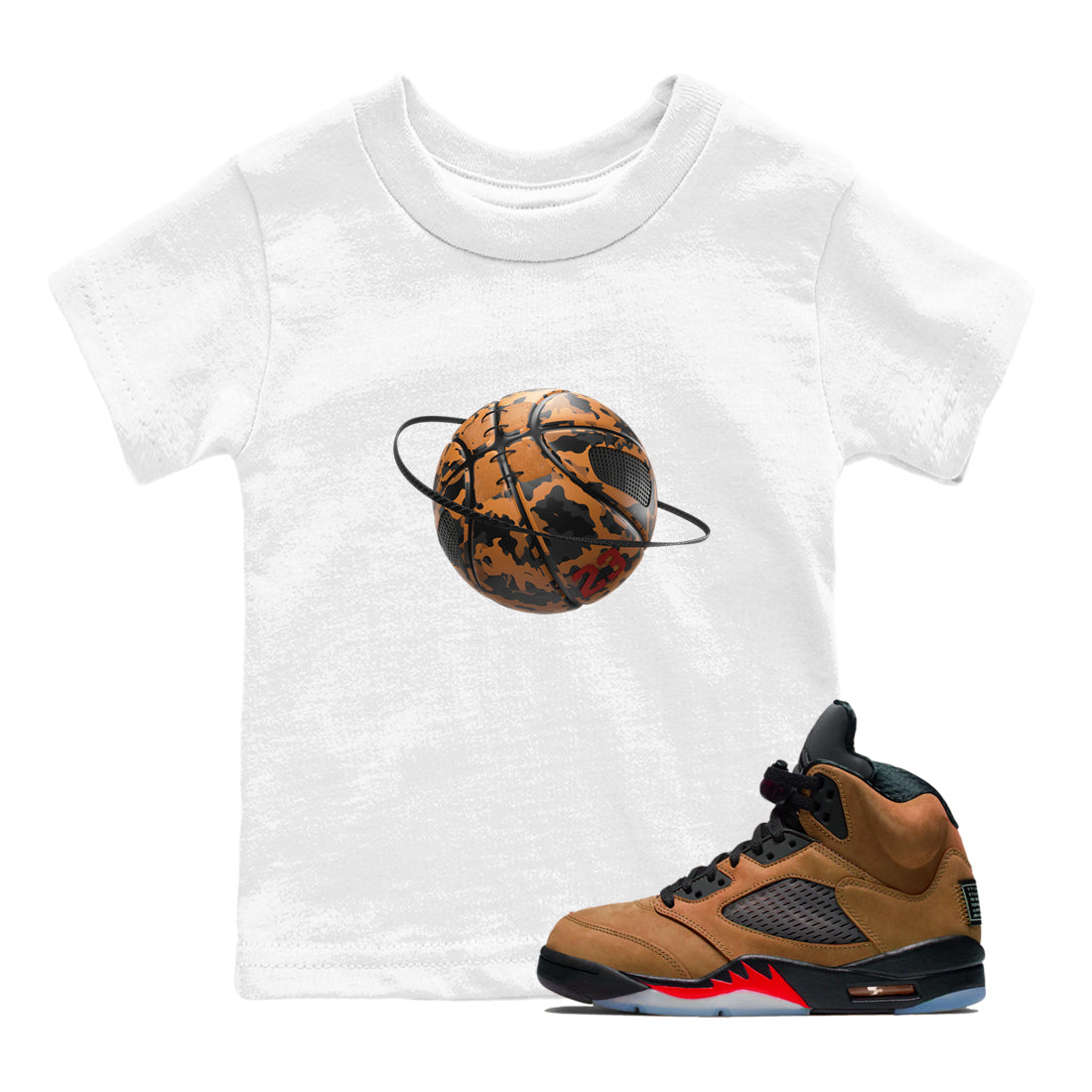 Camo Basketball Planet snkmatch Tees Kids - Air Jordan 5 Archaeo Brown
