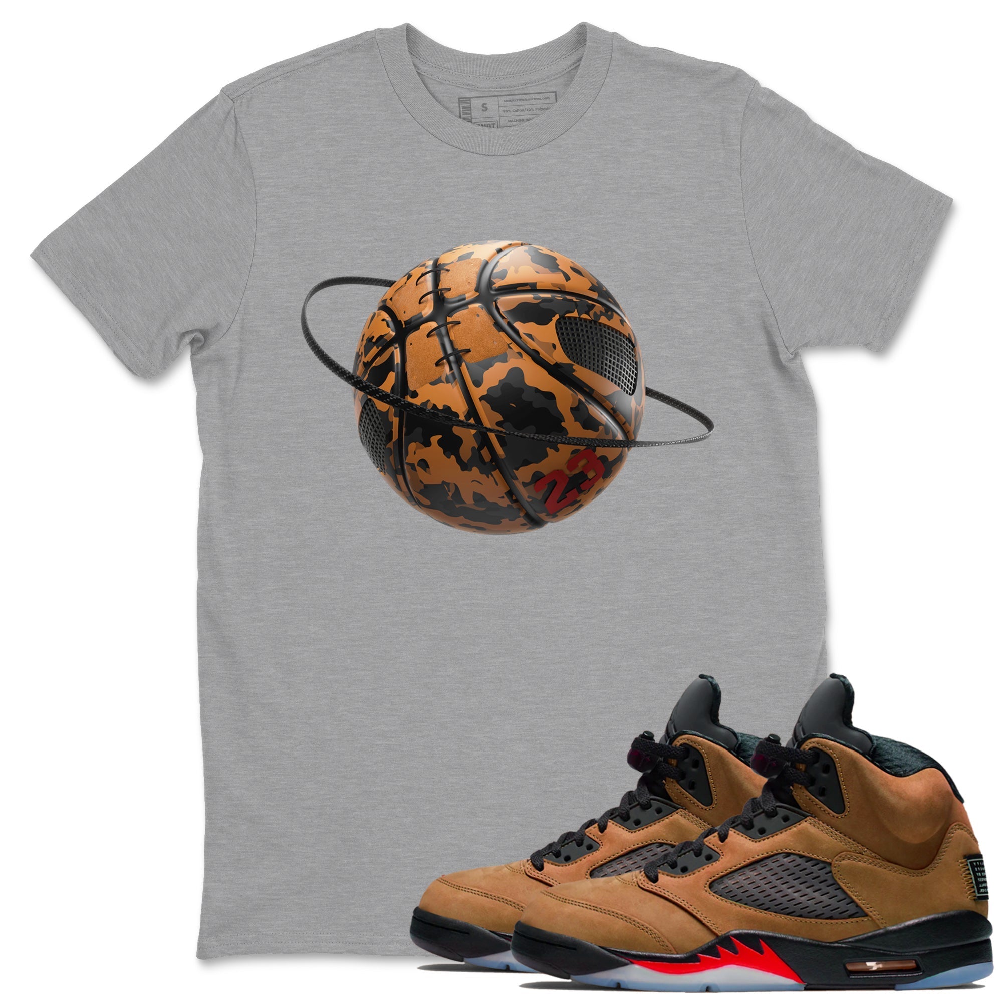 Camo Basketball Planet snkmatch Tees - Air Jordan 5 Archaeo Brown