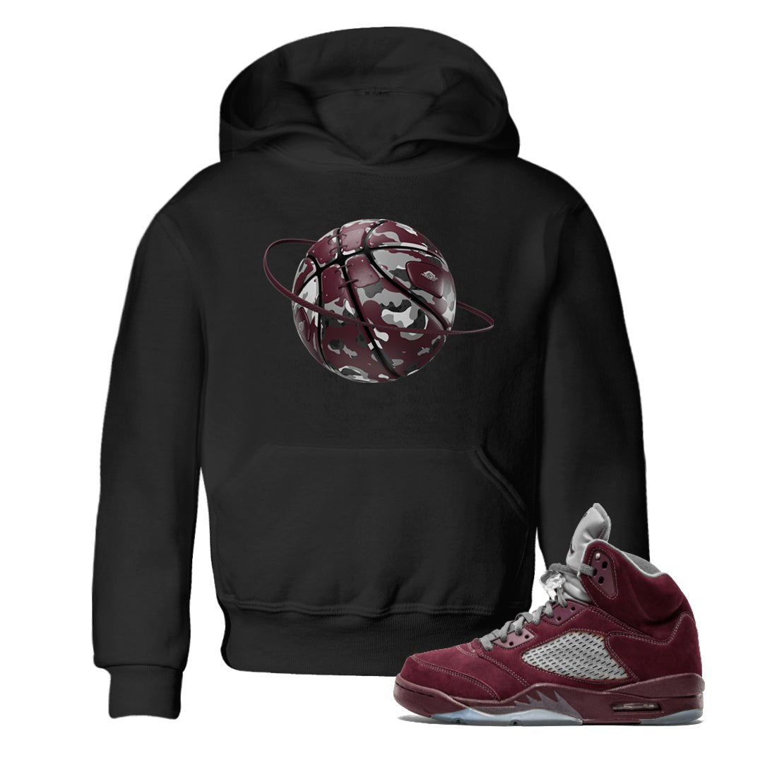 Camo Basketball Planet snkmatch Tee Kids - Air Jordan 5 Burgundy