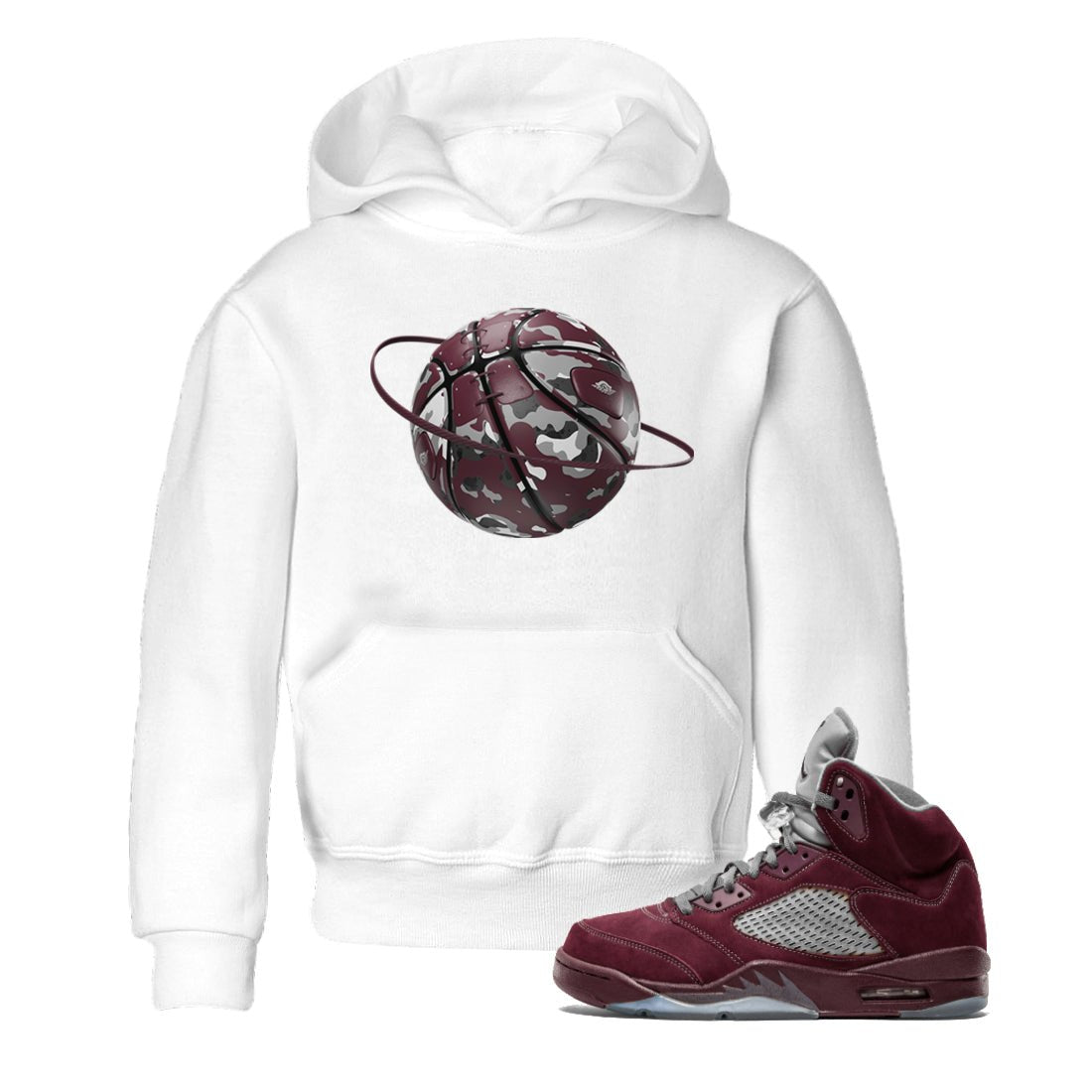 Camo Basketball Planet snkmatch Tee Kids - Air Jordan 5 Burgundy